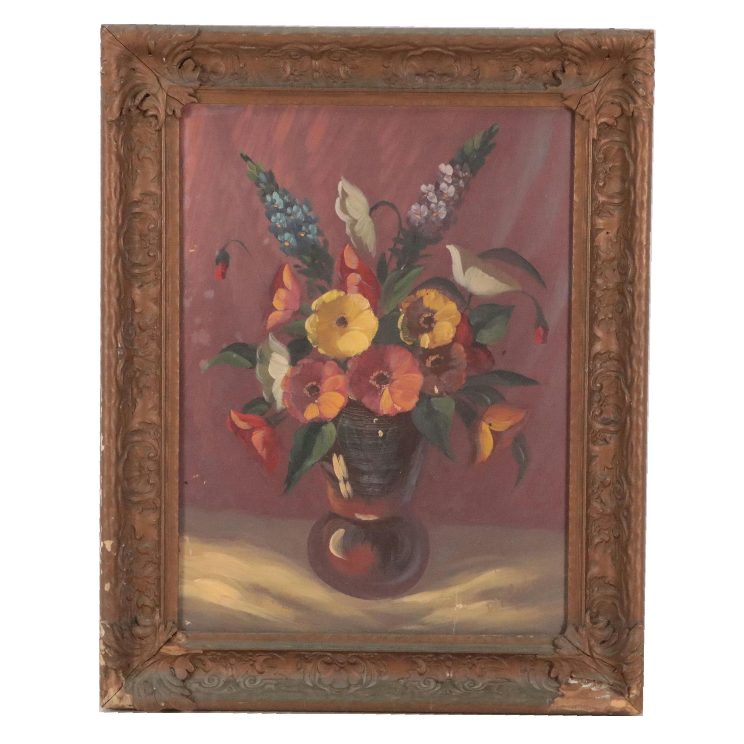 Del Monte Oil Painting of Still Life with Flowers
