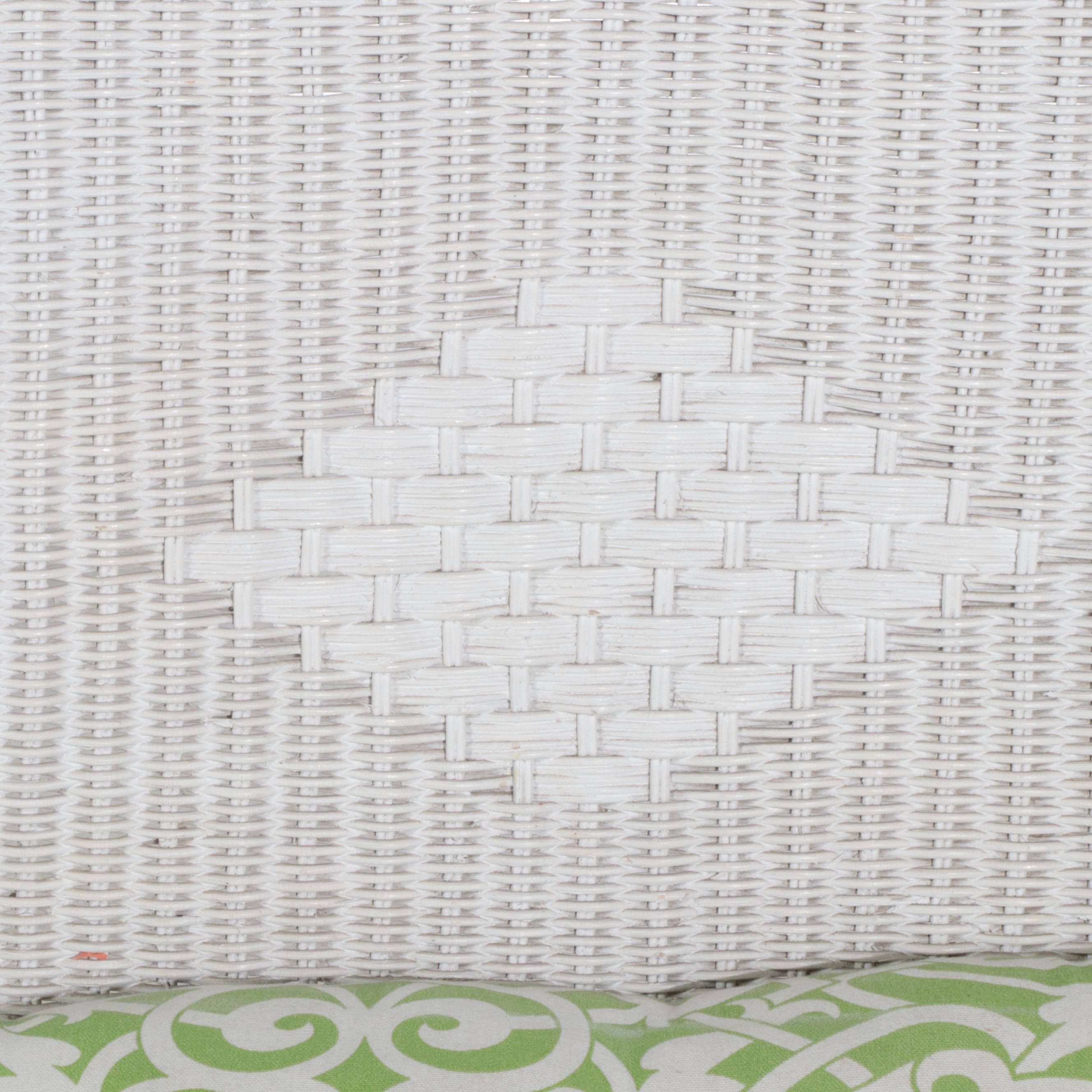 Five-Piece White-Painted Wicker Patio Furniture Set