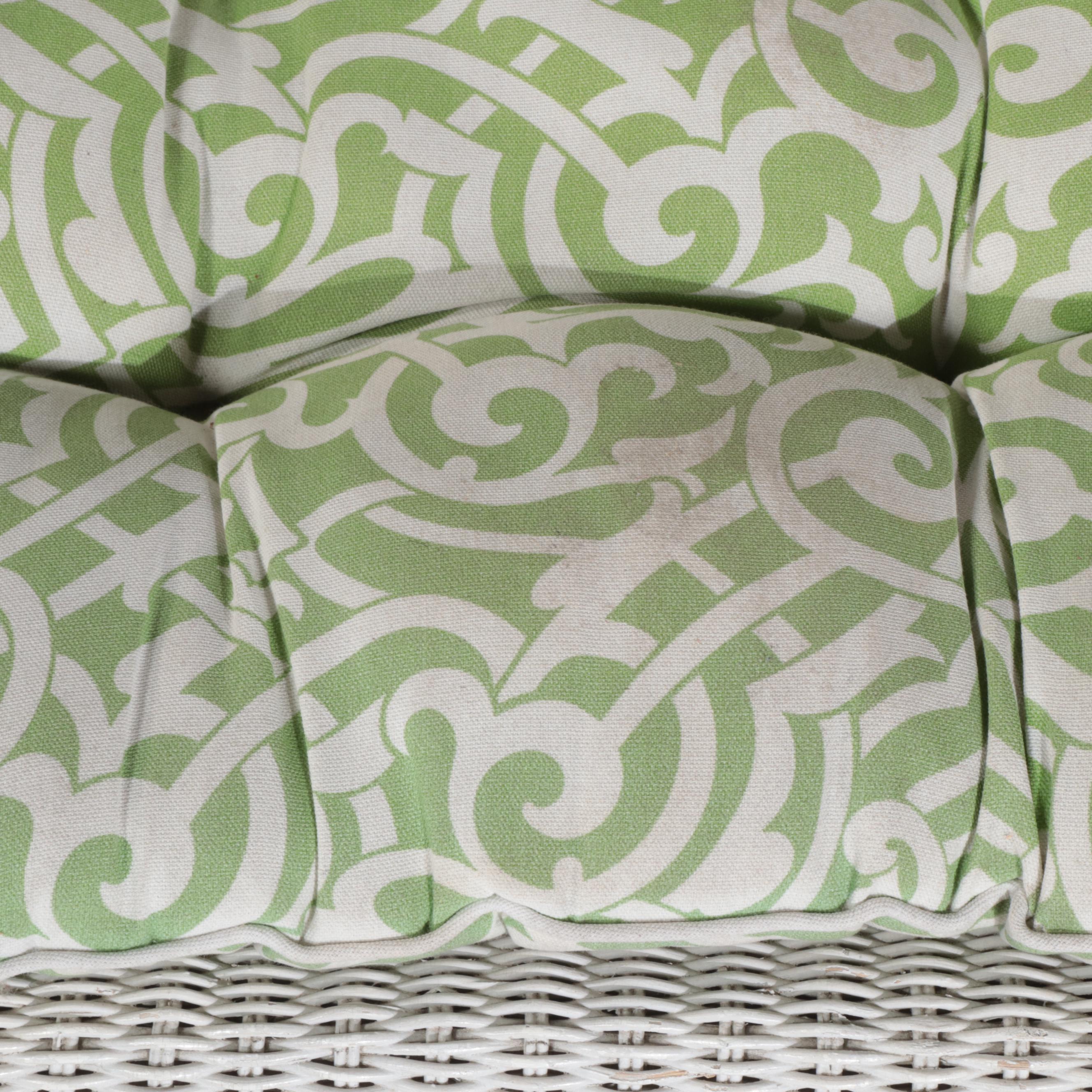 Five-Piece White-Painted Wicker Patio Furniture Set