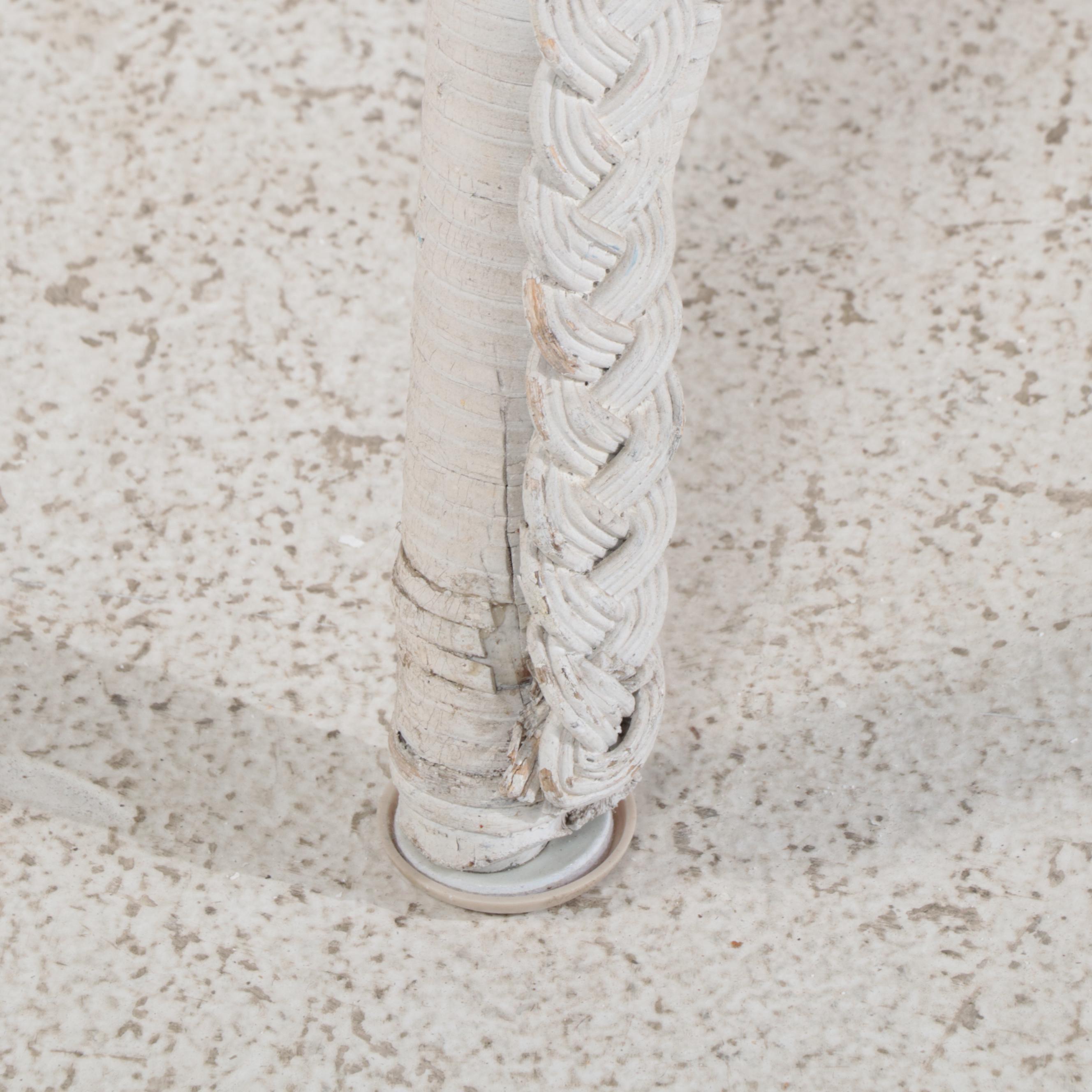 Five-Piece White-Painted Wicker Patio Furniture Set