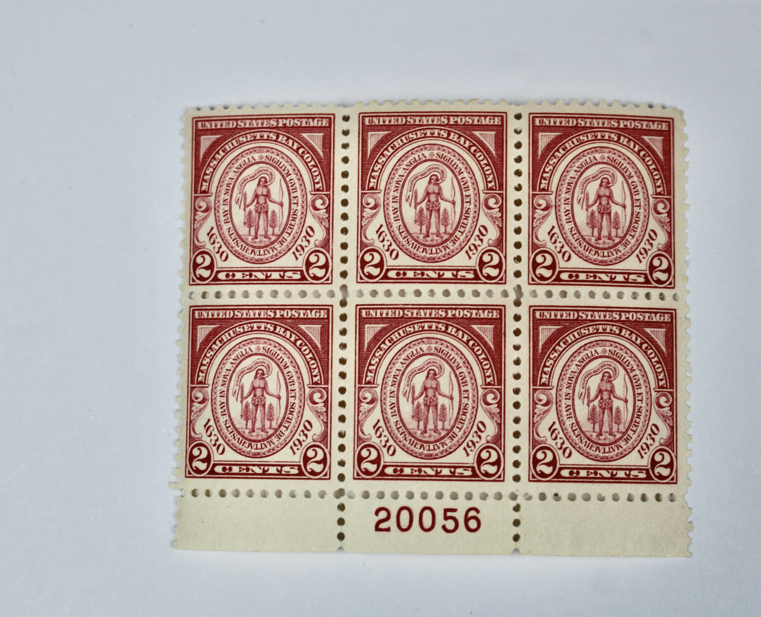 Fourteen Earlier Red Series Postage Stamp Plate Blocks, 1927 to 1930
