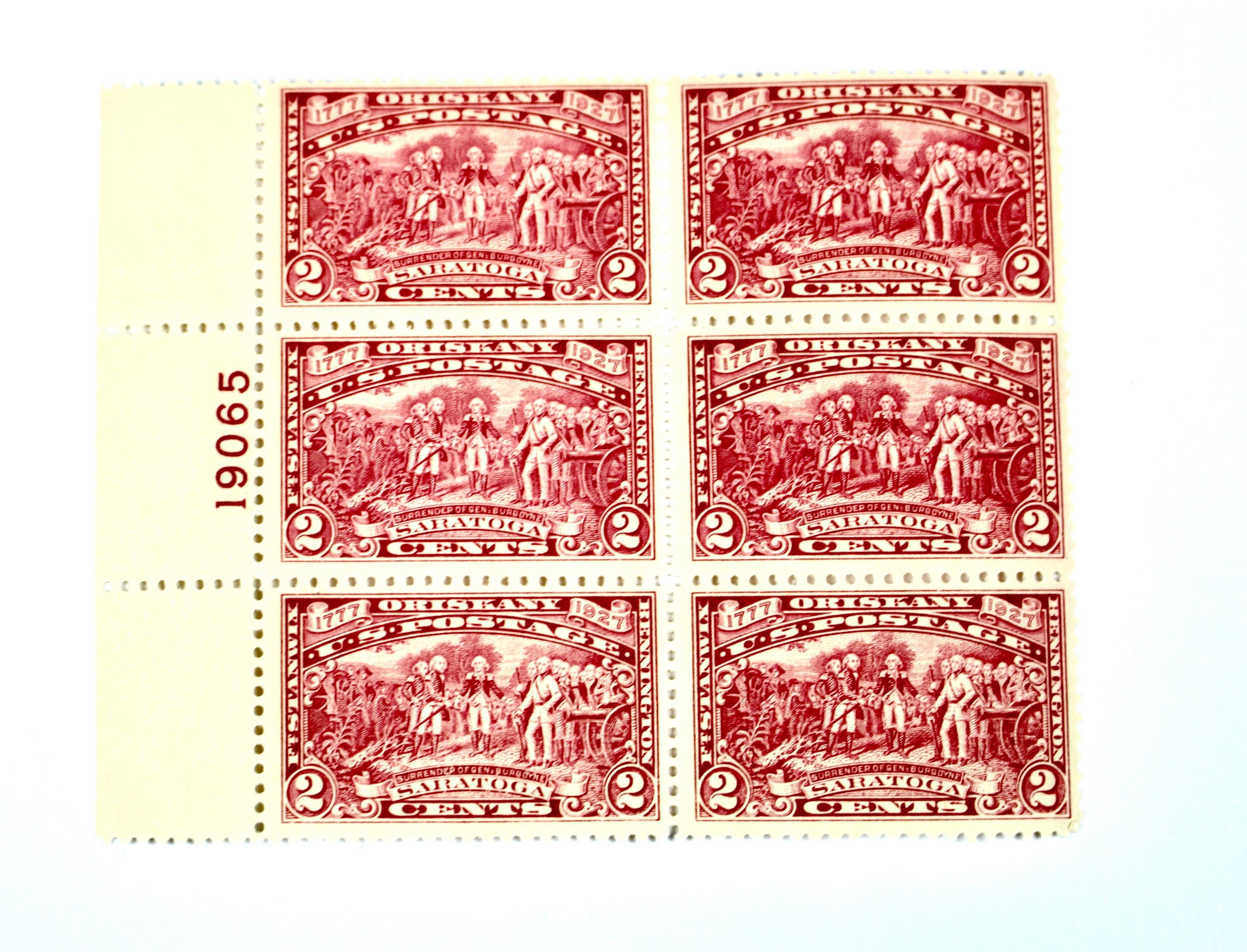 Fourteen Earlier Red Series Postage Stamp Plate Blocks, 1927 to 1930