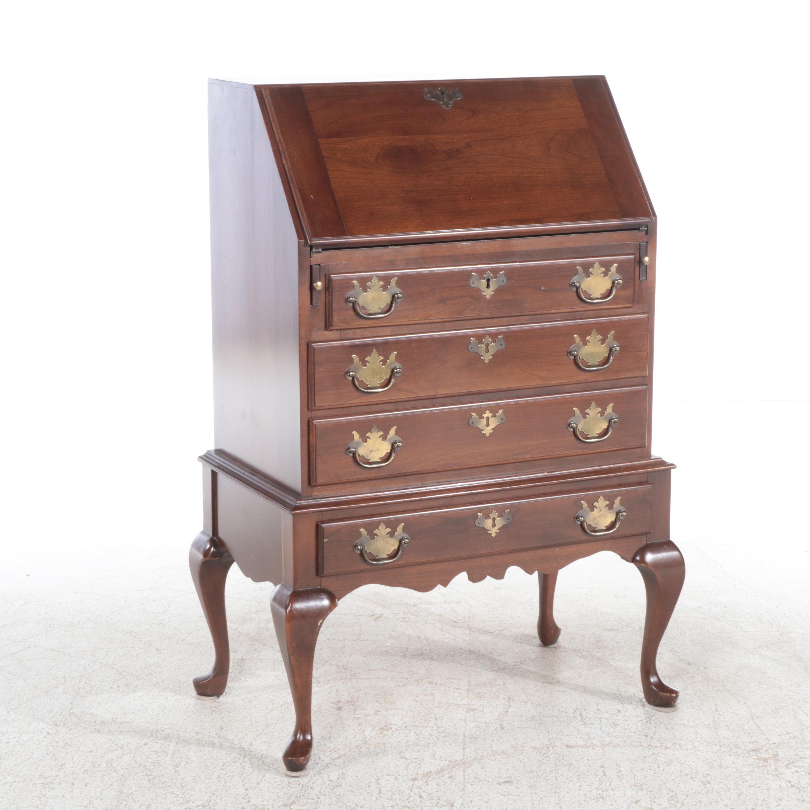 Kling Queen Anne Style Cherrywood Slant-Front Desk-on-Stand, Late 20th Century