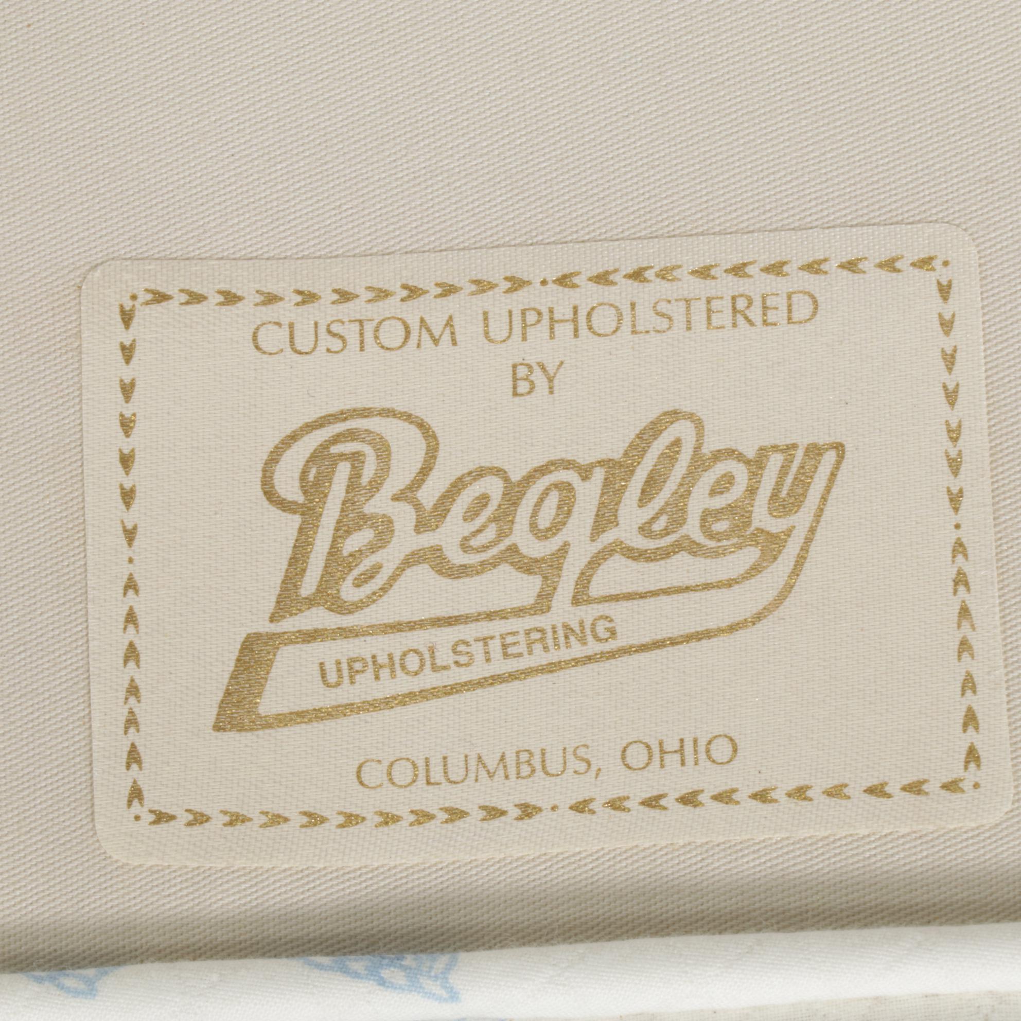 Crewel-Print and Button-Tufted Swivel Chair with Skirted Boudoir Chair