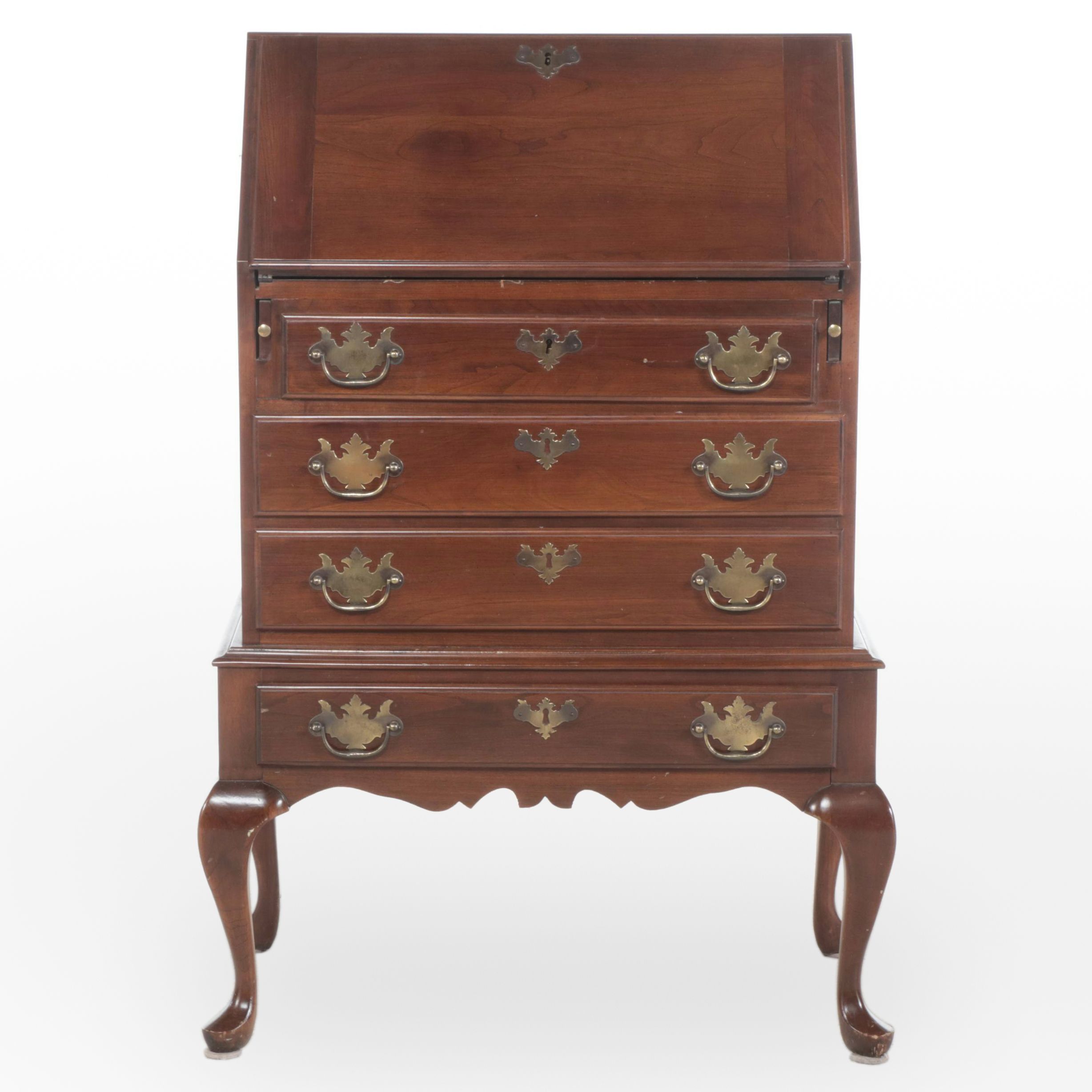 Kling Queen Anne Style Cherrywood Slant-Front Desk-on-Stand, Late 20th Century