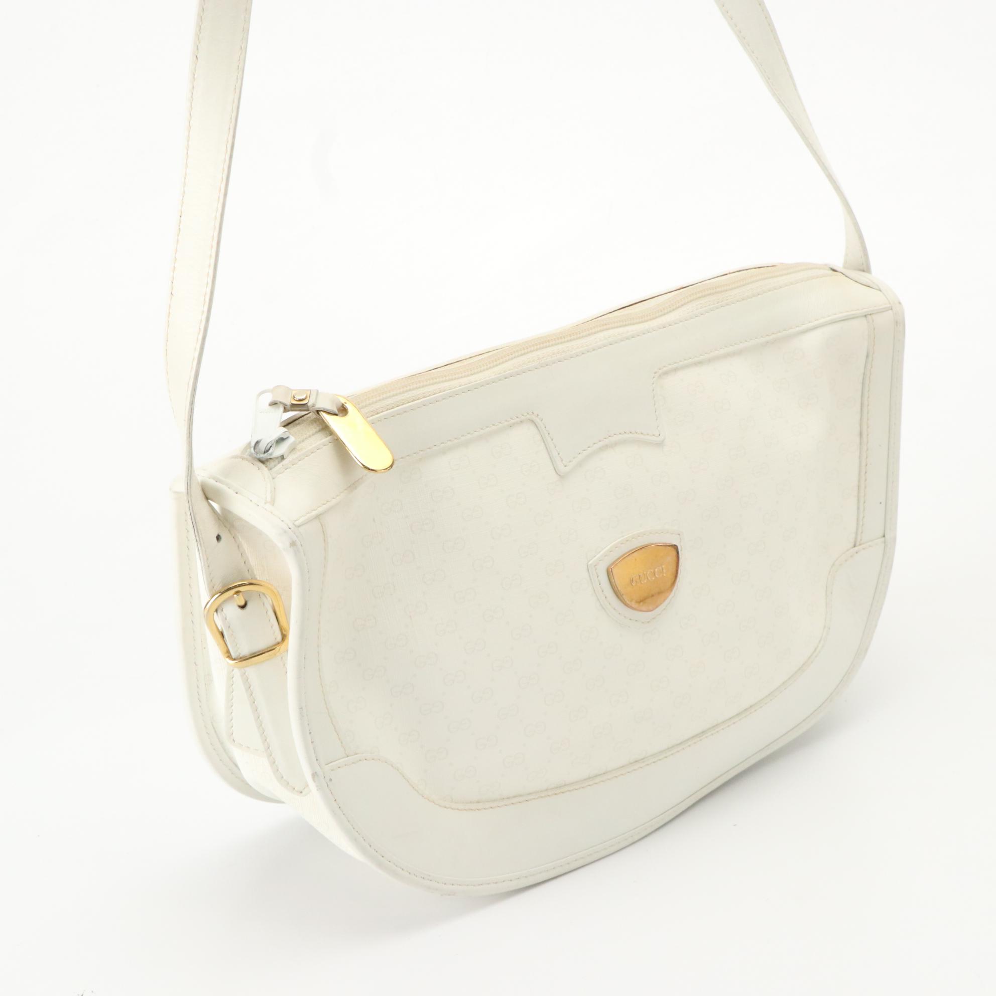 Gucci Vintage White Micro Guccissima Supreme Canvas and Leather Shoulder Bag