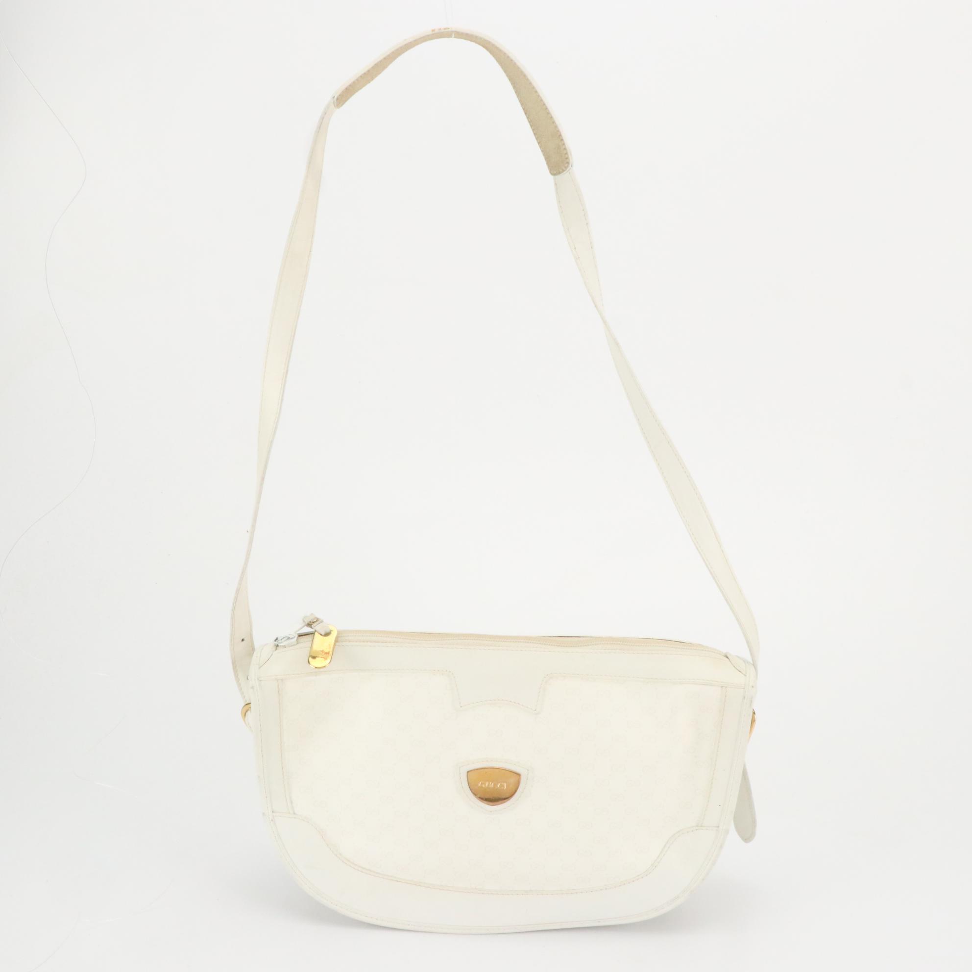 Gucci Vintage White Micro Guccissima Supreme Canvas and Leather Shoulder Bag