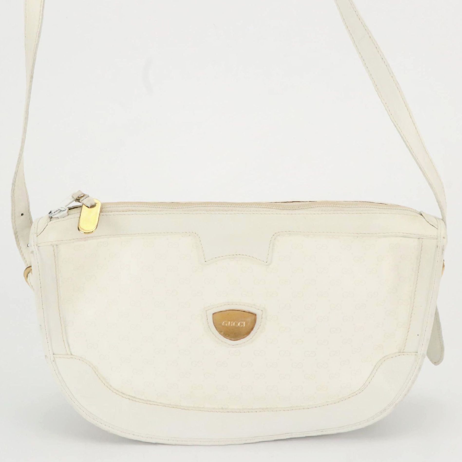 Gucci Vintage White Micro Guccissima Supreme Canvas and Leather Shoulder Bag