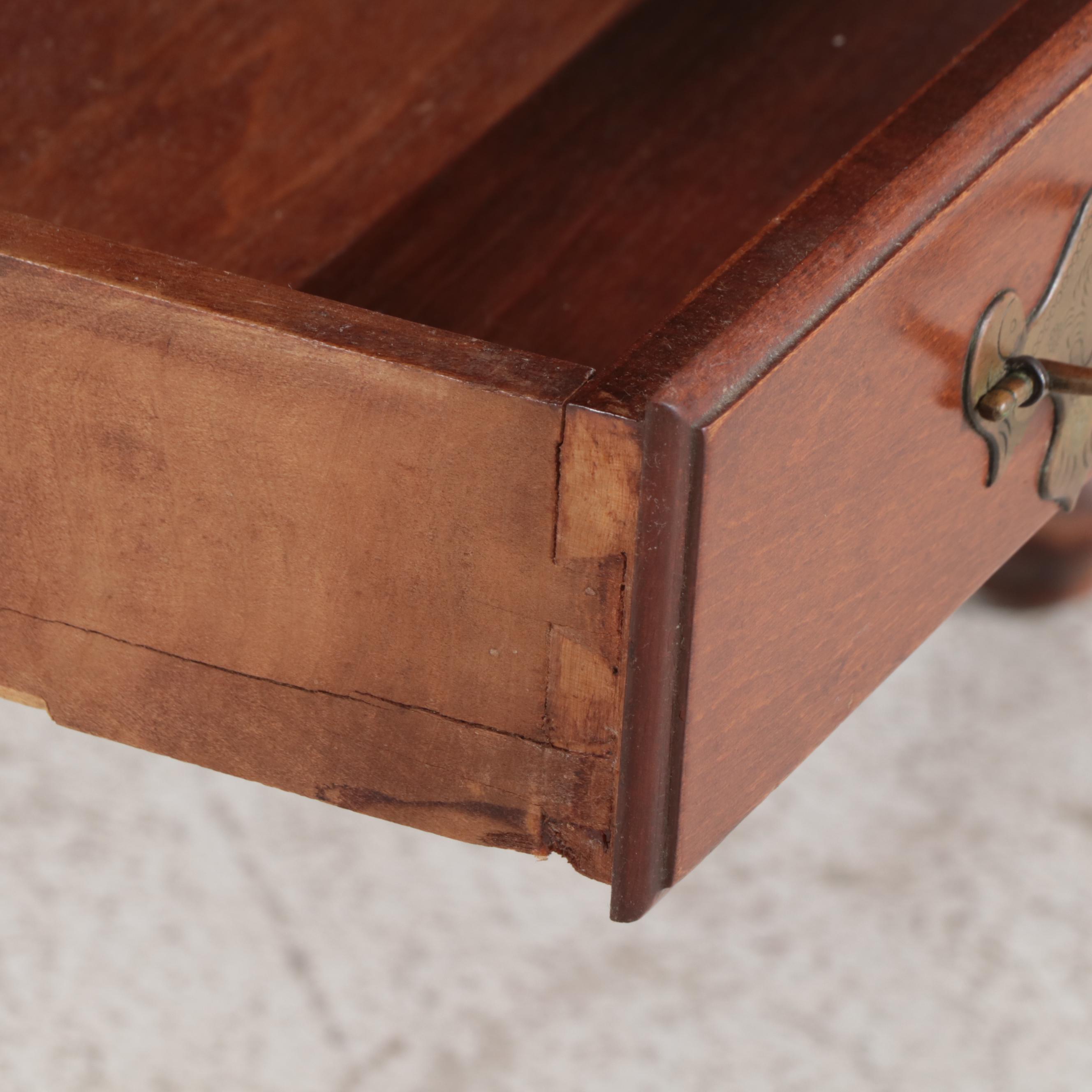 Queen Anne Style Tiger Maple Slant Front Desk-on-Stand, 20th Century