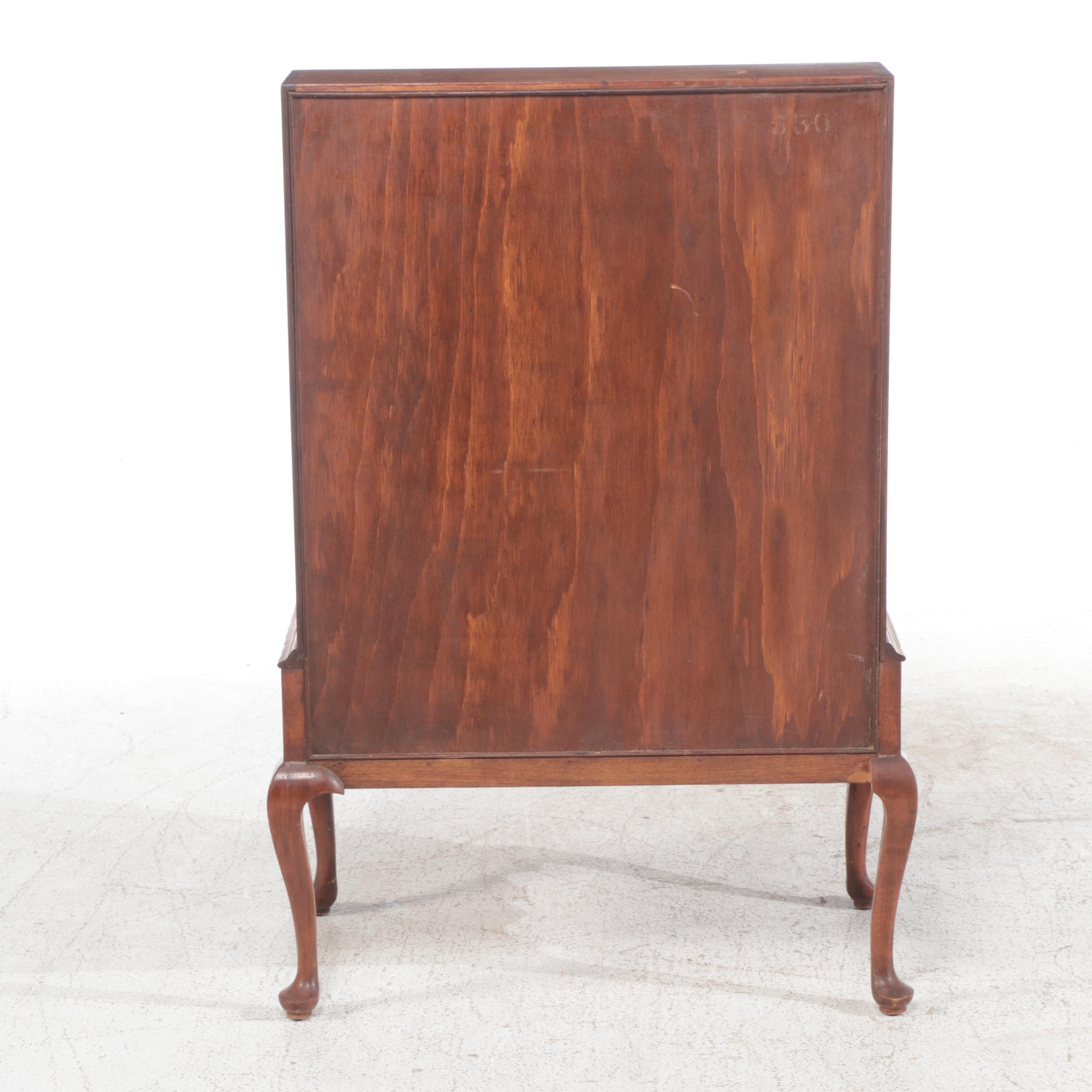 Queen Anne Style Tiger Maple Slant Front Desk-on-Stand, 20th Century
