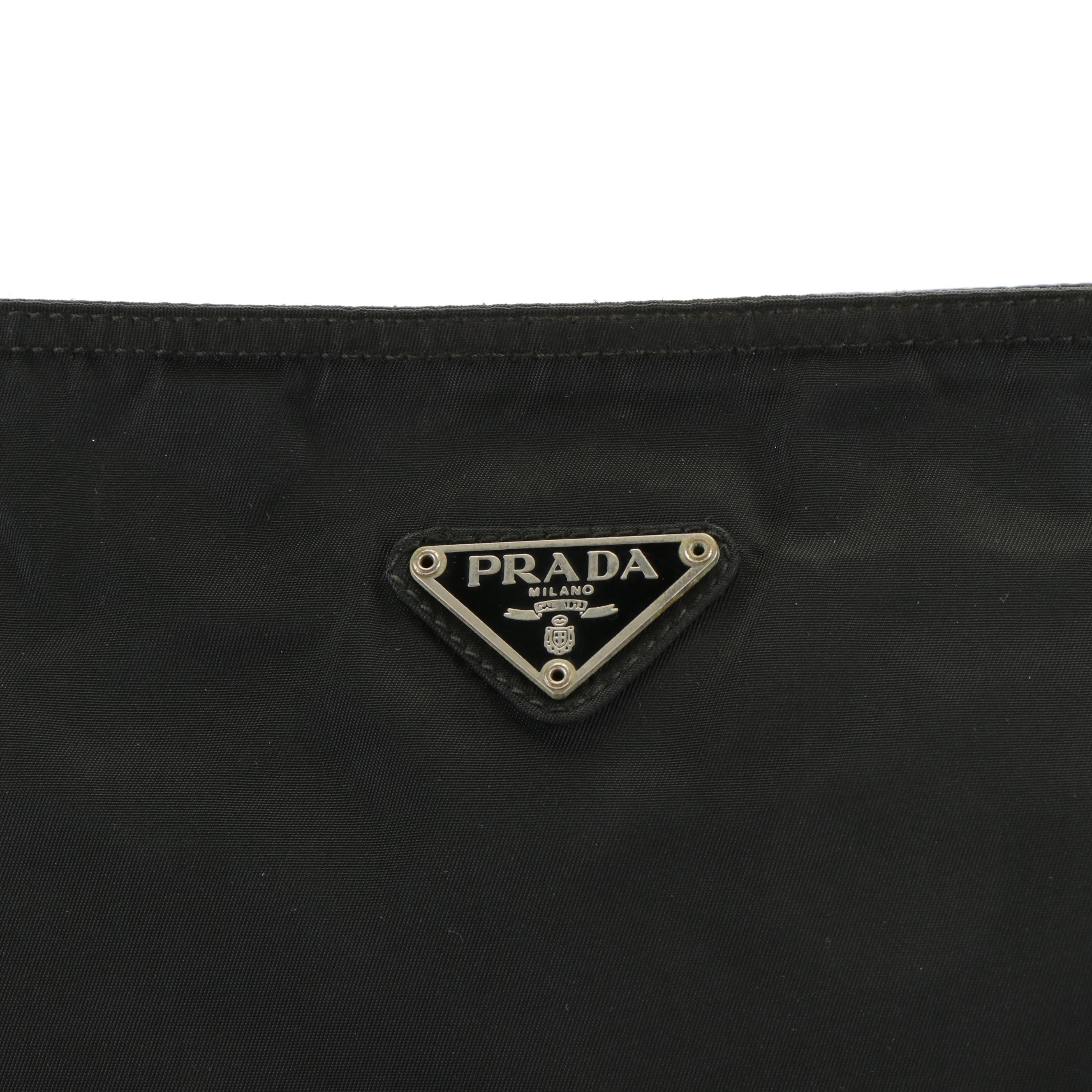 Prada Black Tessuto Nylon Flat Messenger Crossbody Bag