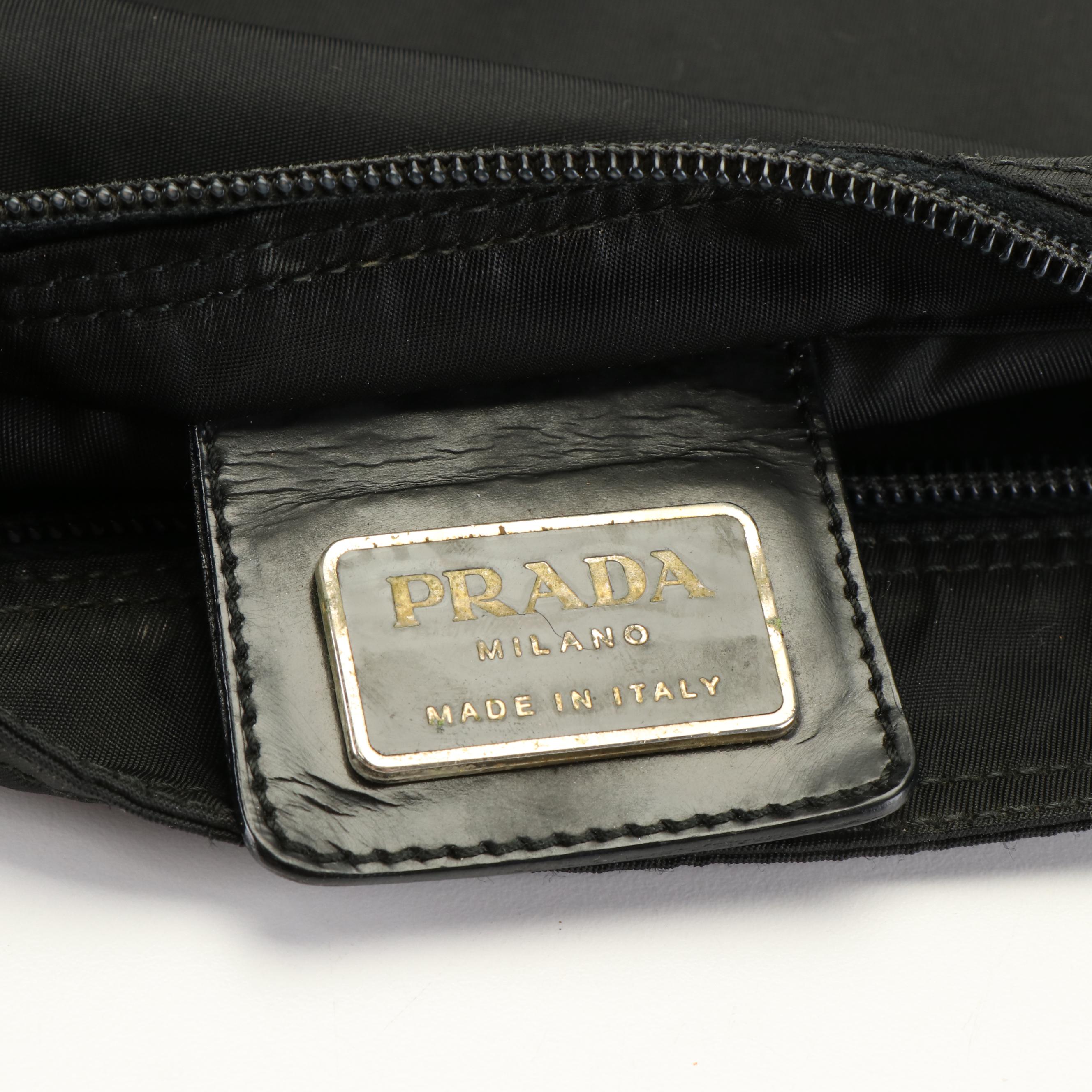 Prada Black Tessuto Nylon Flat Messenger Crossbody Bag