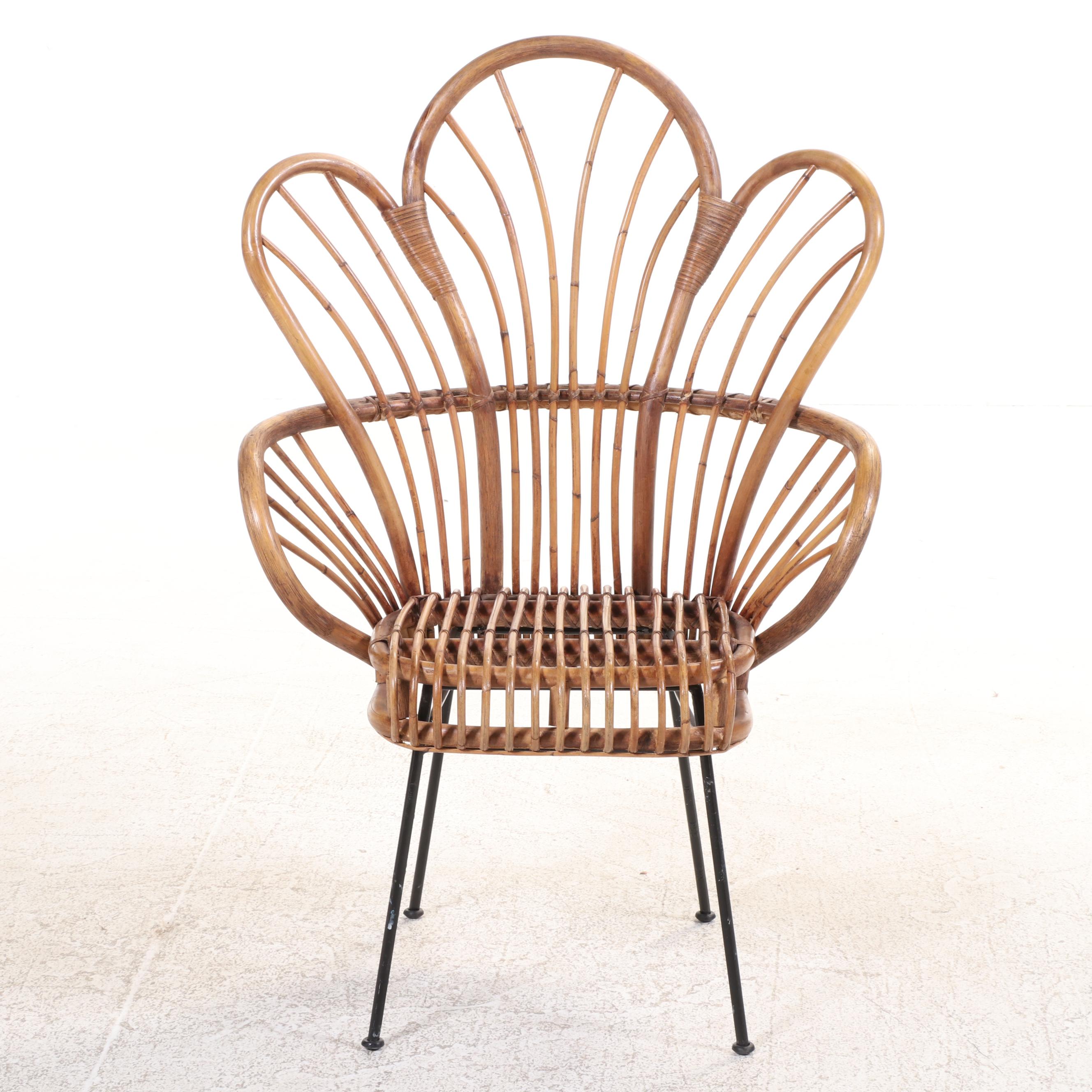 Rattan Fan Back Accent Chair