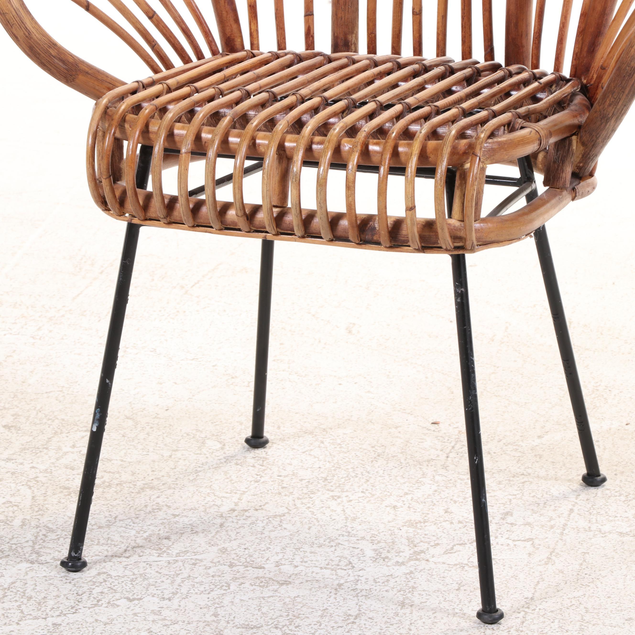 Rattan Fan Back Accent Chair