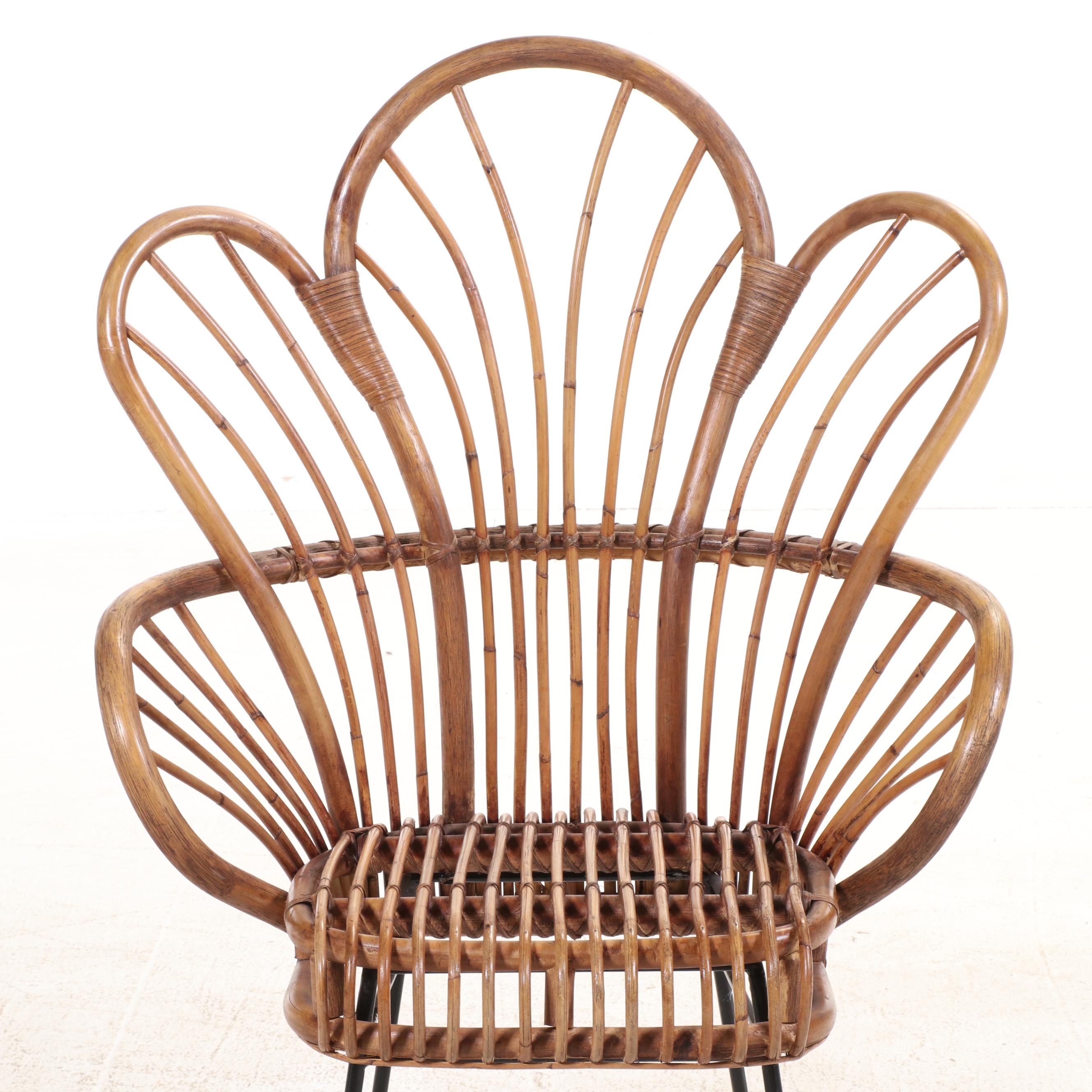 Rattan Fan Back Accent Chair