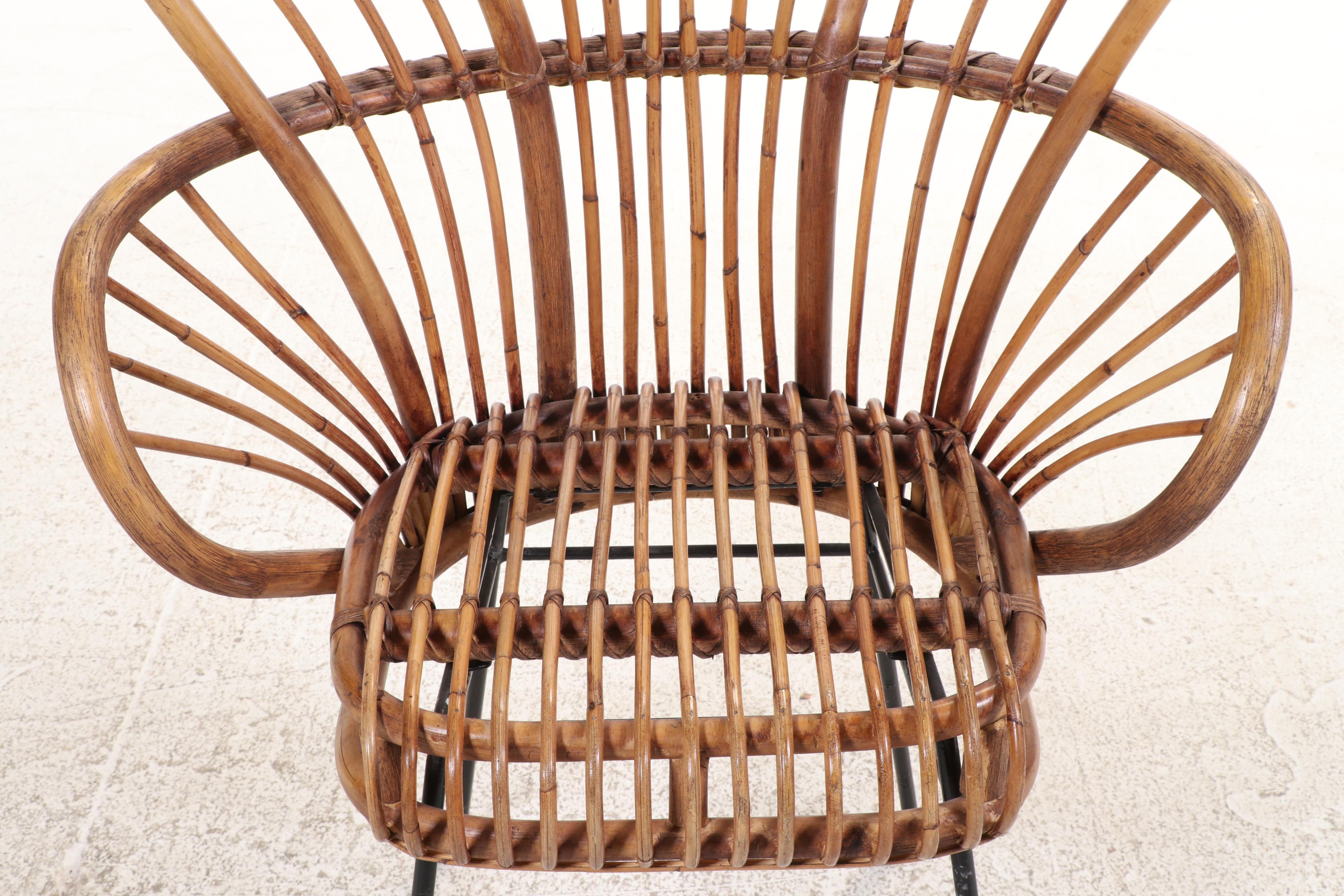 Rattan Fan Back Accent Chair