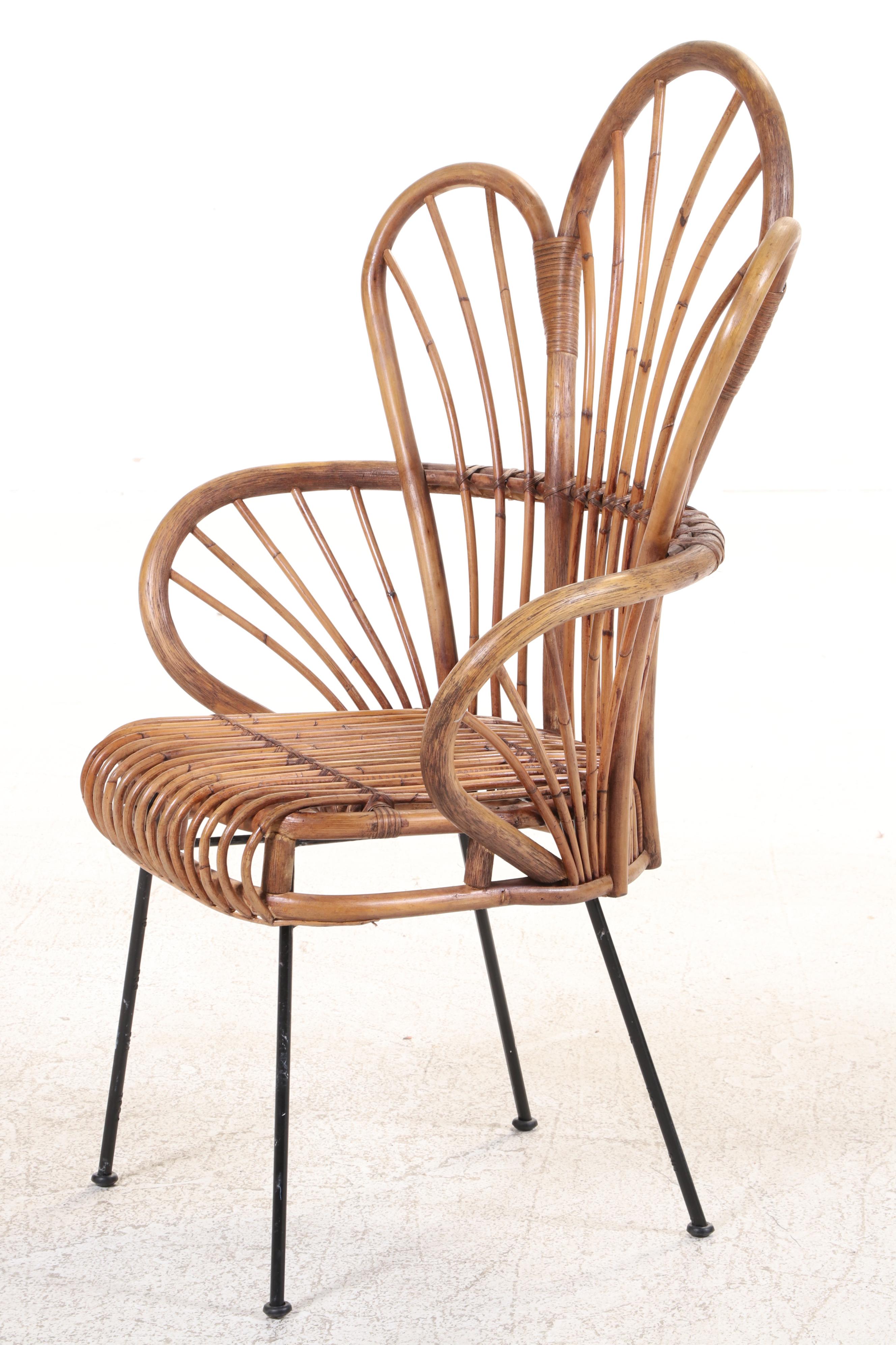 Rattan Fan Back Accent Chair