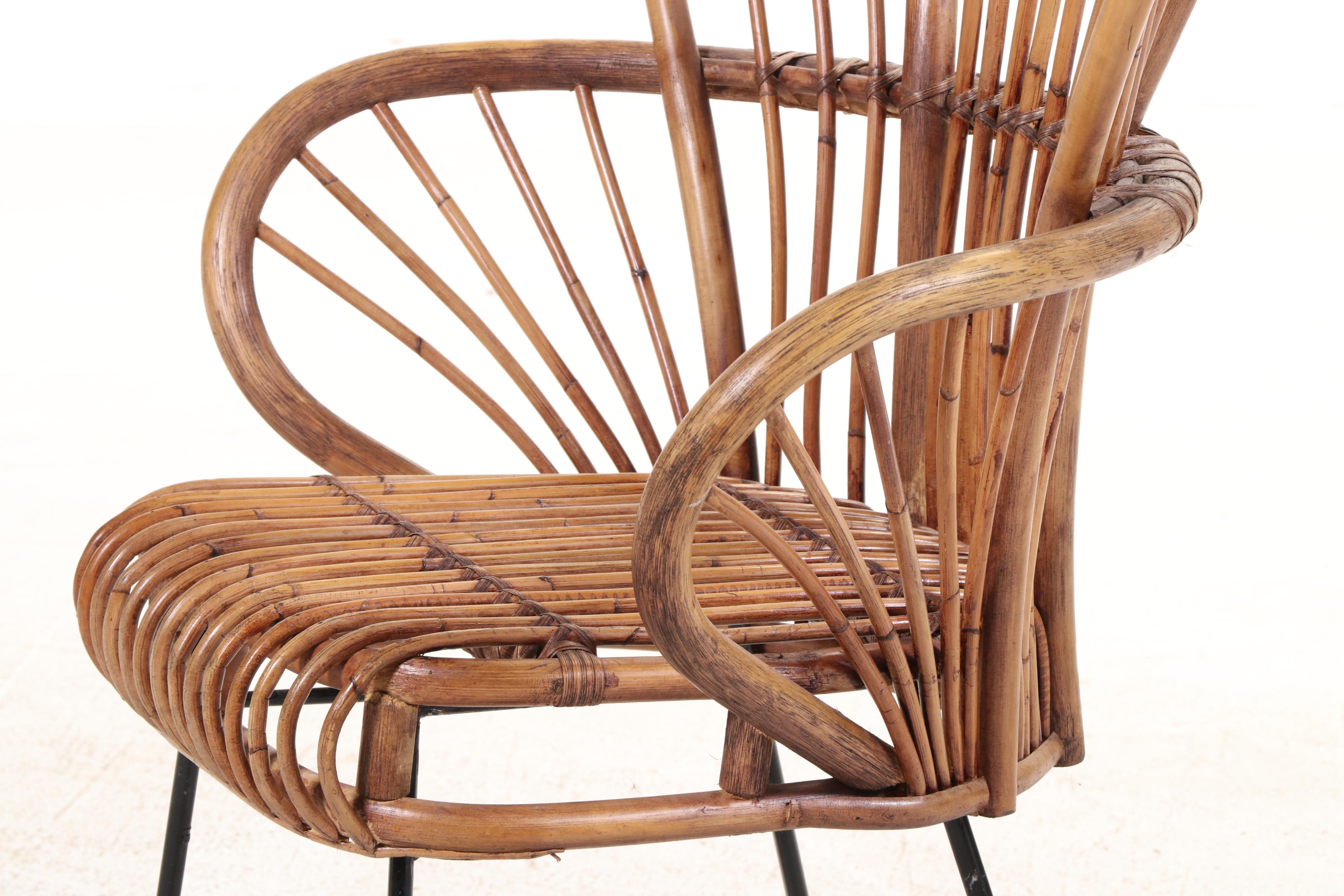 Rattan Fan Back Accent Chair