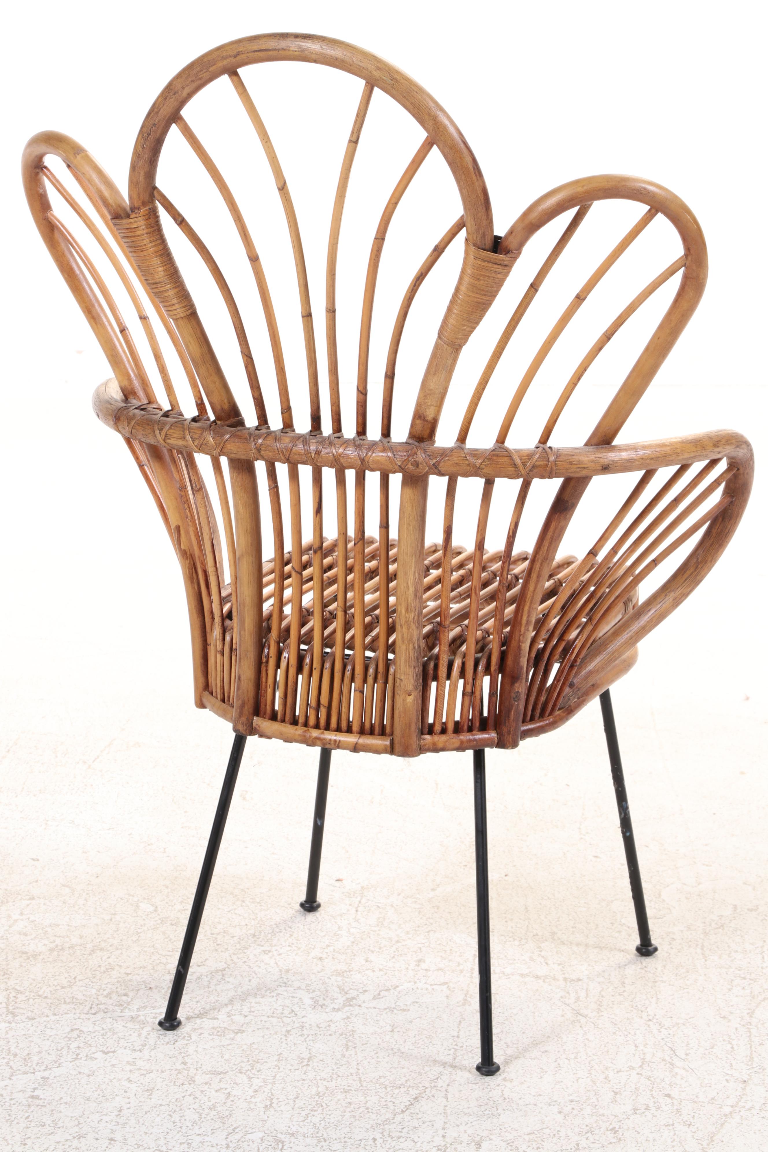 Rattan Fan Back Accent Chair