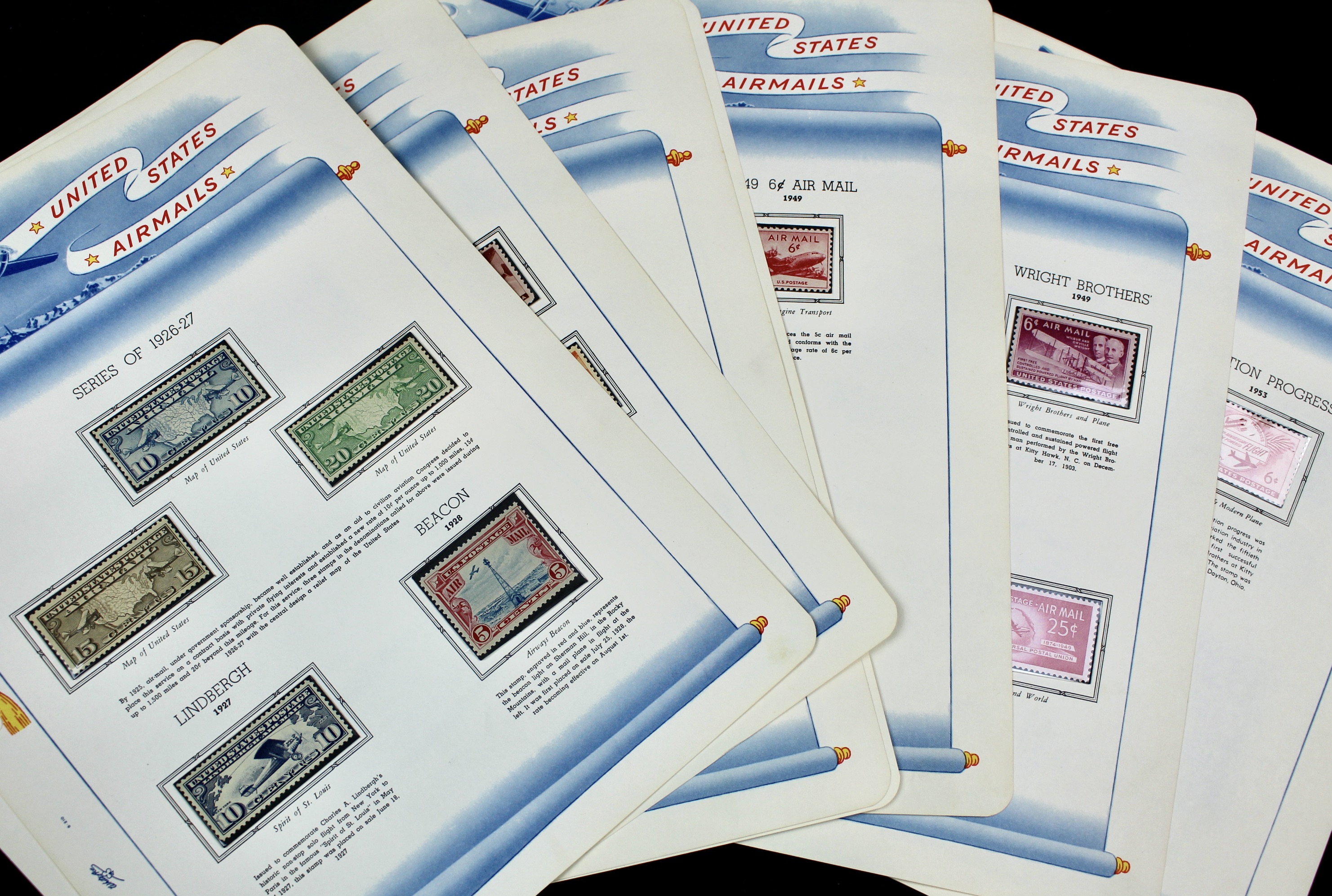 Mint Condition U.S. Air Mail Stamp Collection, 1926 to 1958