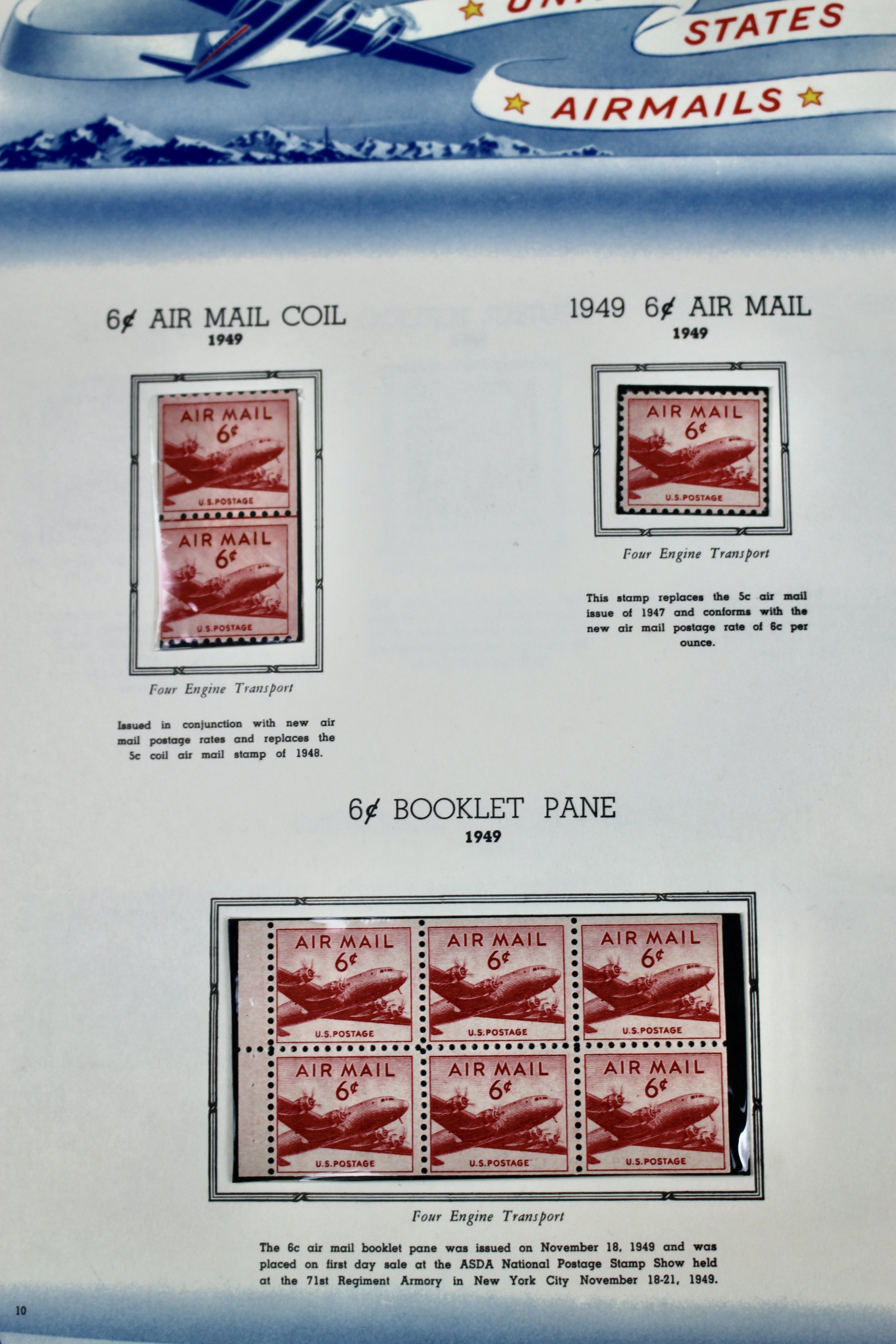 Mint Condition U.S. Air Mail Stamp Collection, 1926 to 1958