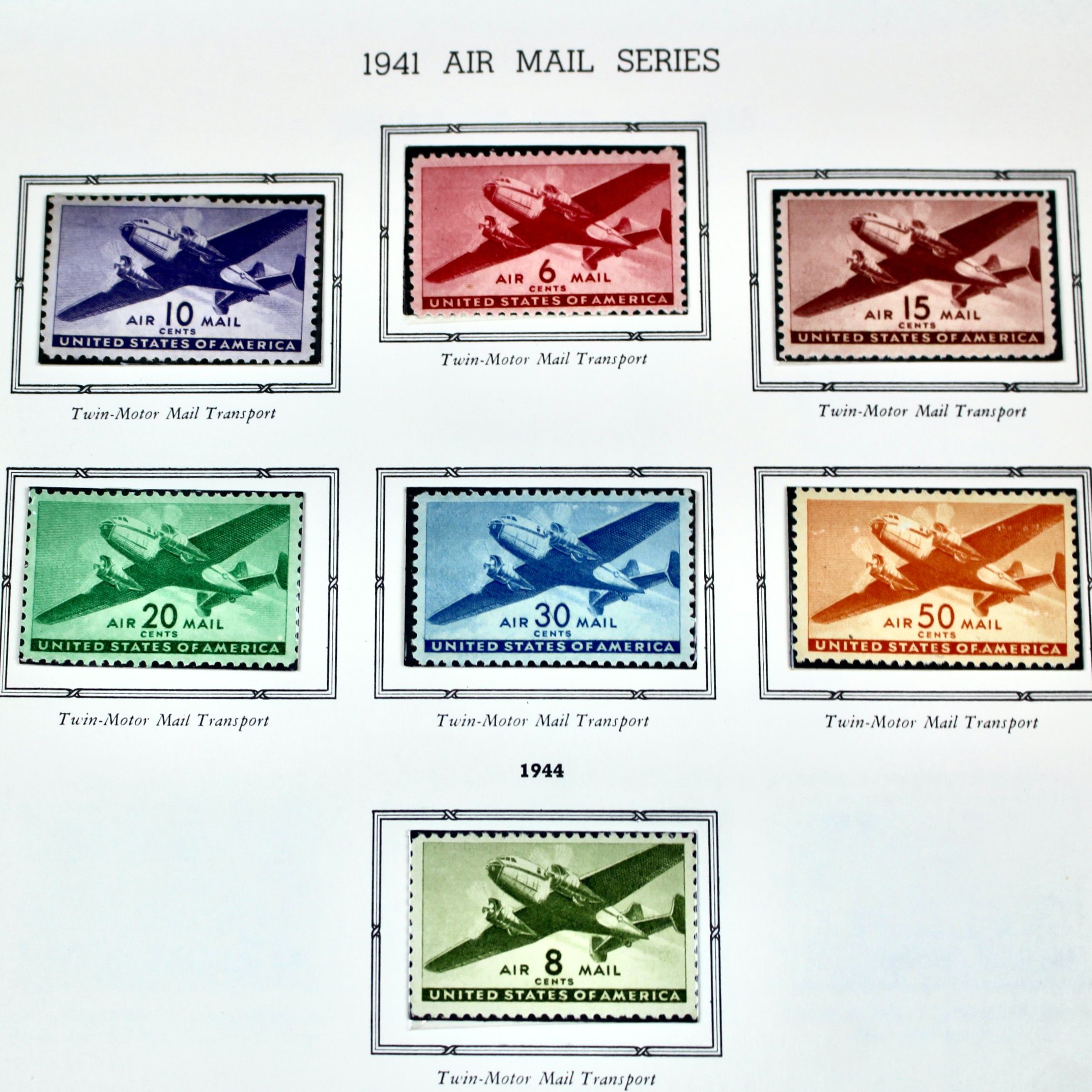 Mint Condition U.S. Air Mail Stamp Collection, 1926 to 1958