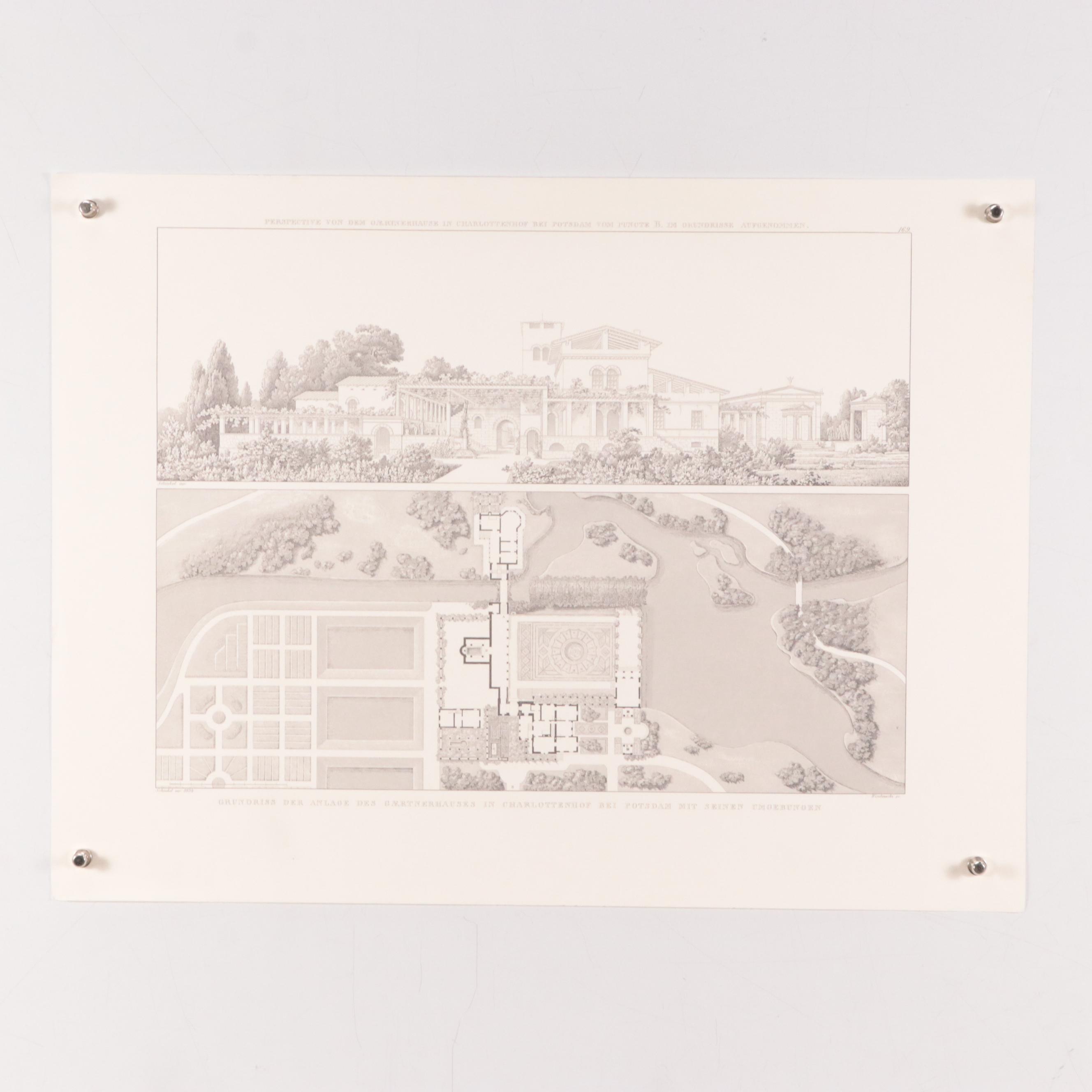 Lithographs After Karl Friedrich Schinkel of Architectural Drawings