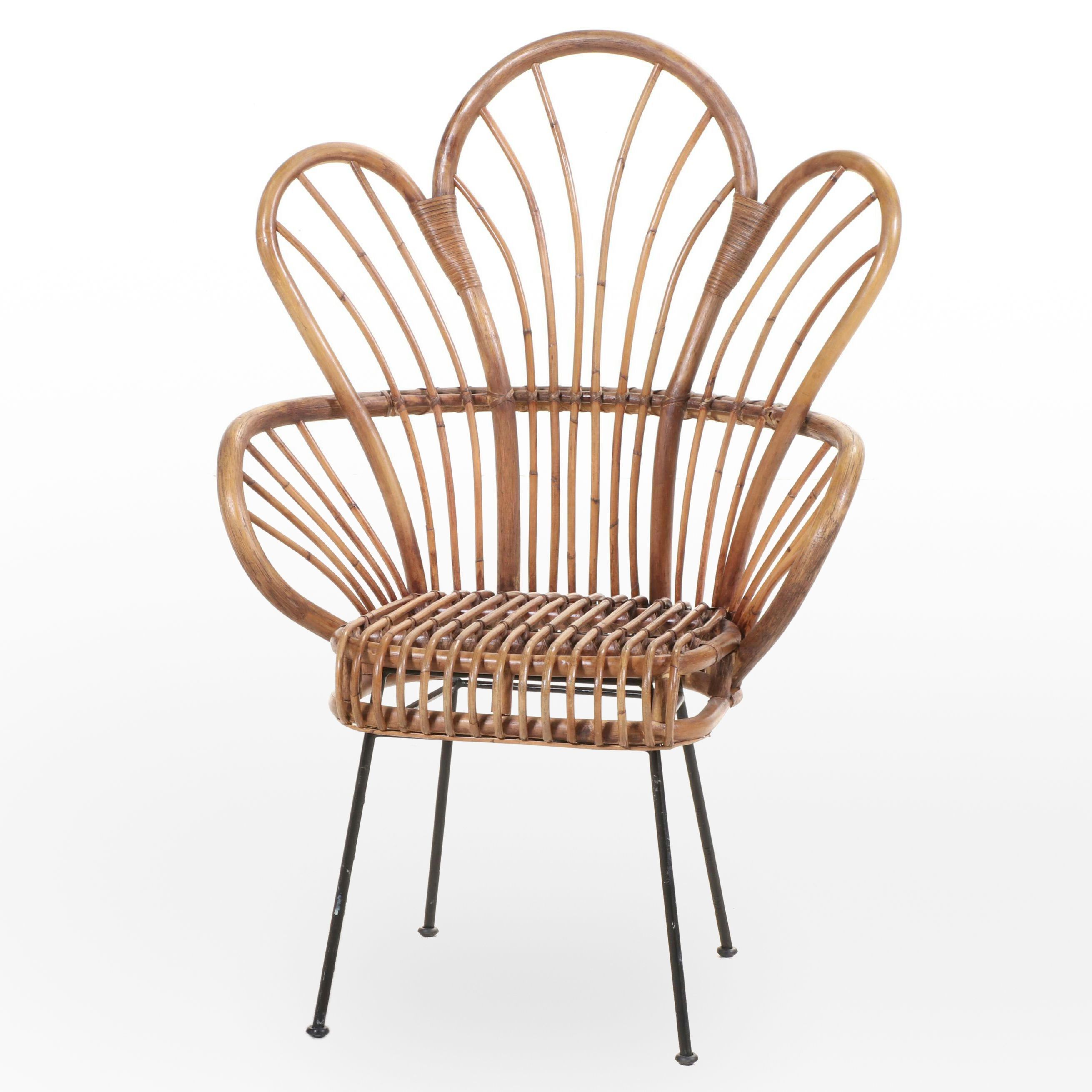 Rattan Fan Back Accent Chair