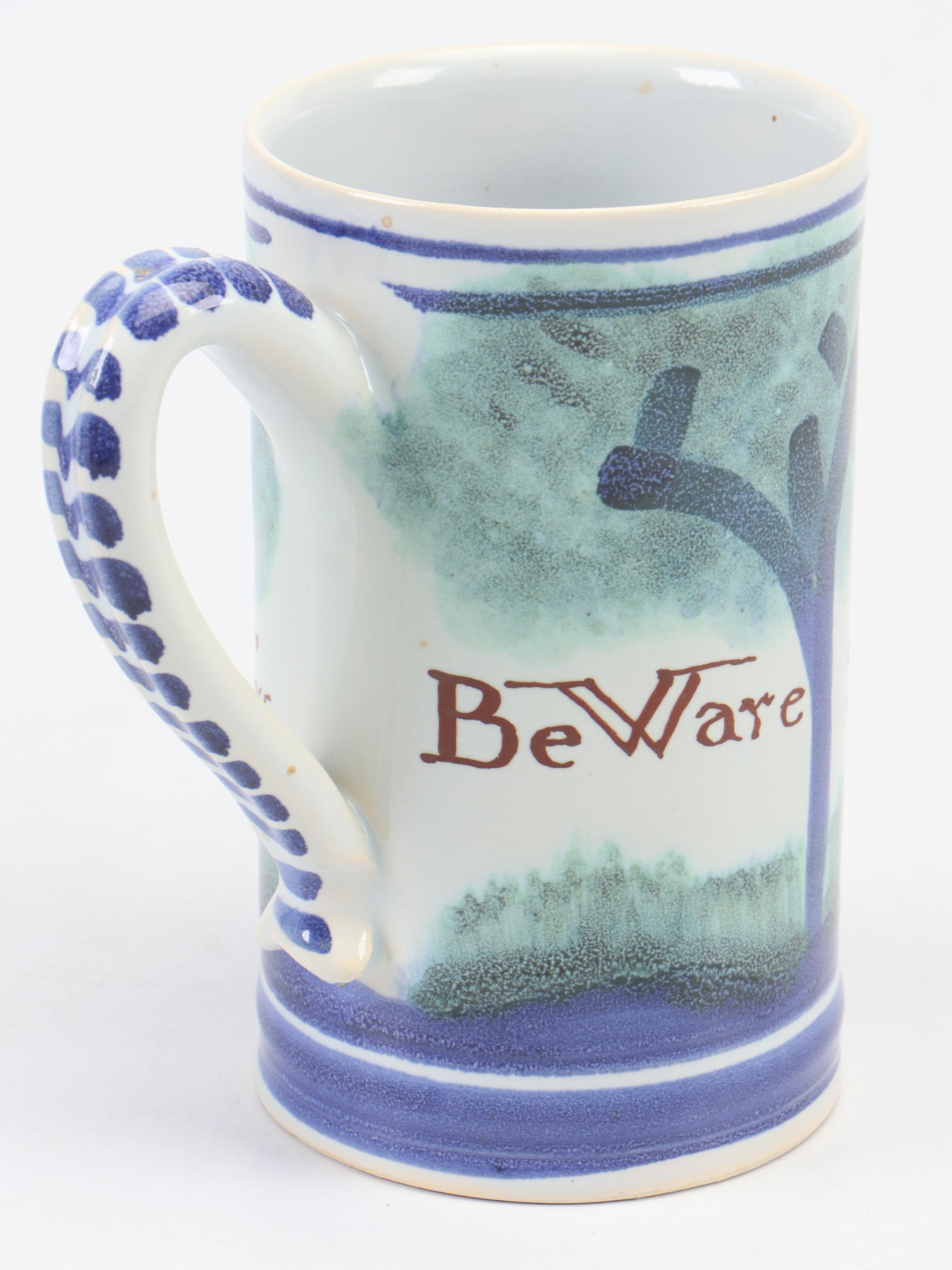 Bybee Pottery Pitcher with Colonial Style Beware of the Fox Tankard and Jug