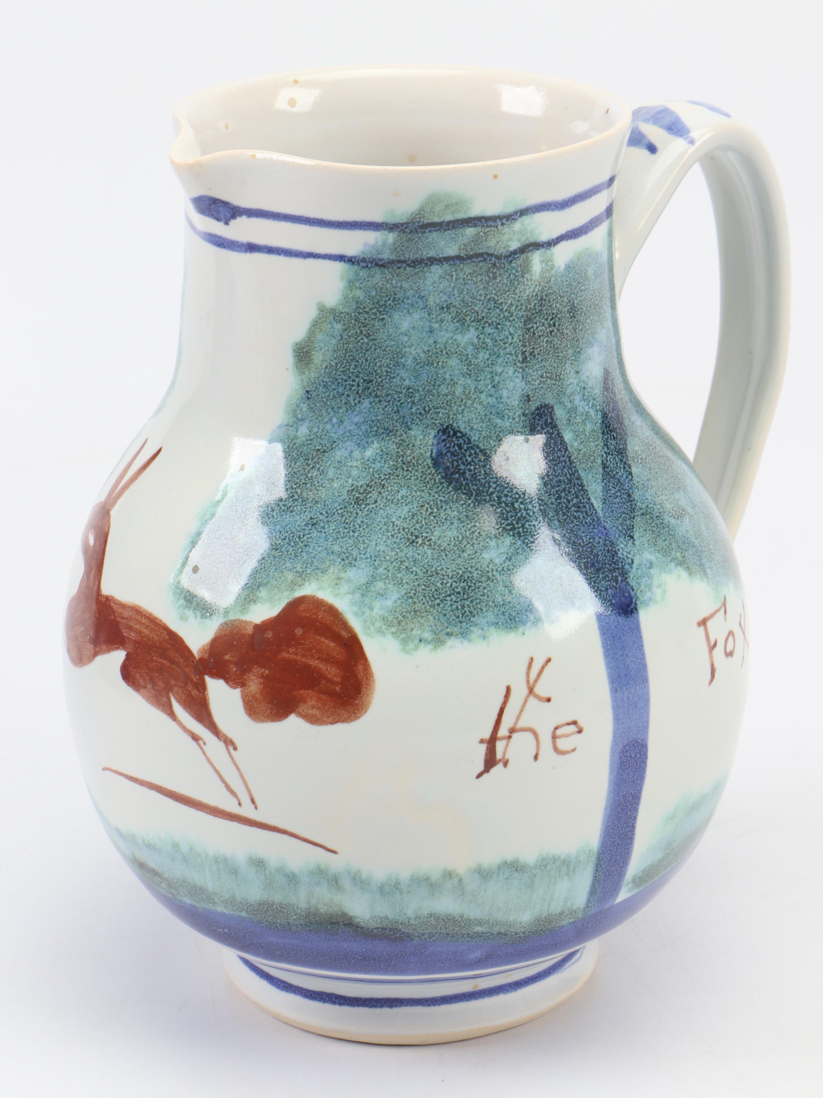 Bybee Pottery Pitcher with Colonial Style Beware of the Fox Tankard and Jug