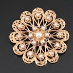 14K Pearl and Enamel Converter Brooch