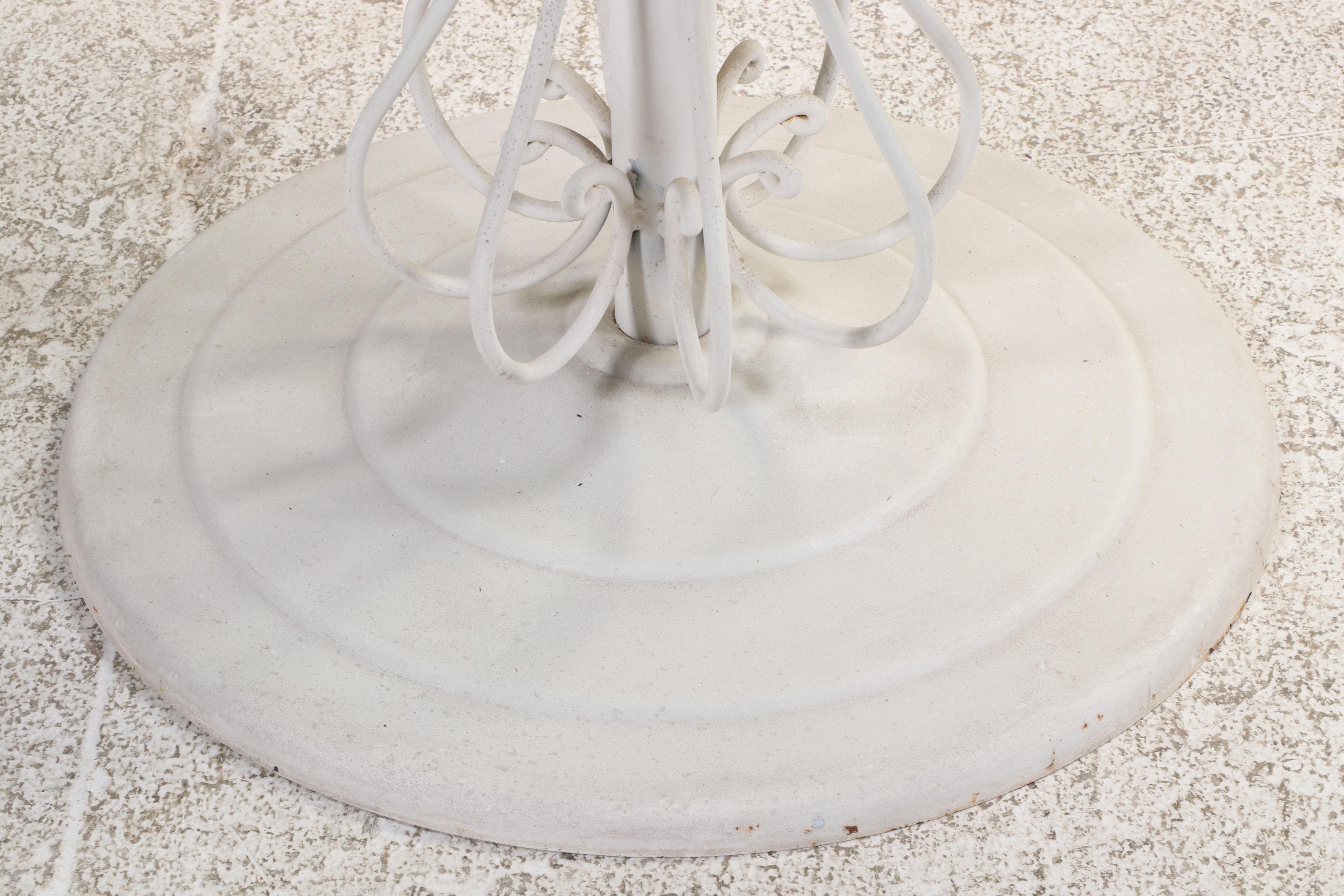 Five-Piece Woodard "Ribcage" White-Painted Iron and Glass Top Patio Dining Set