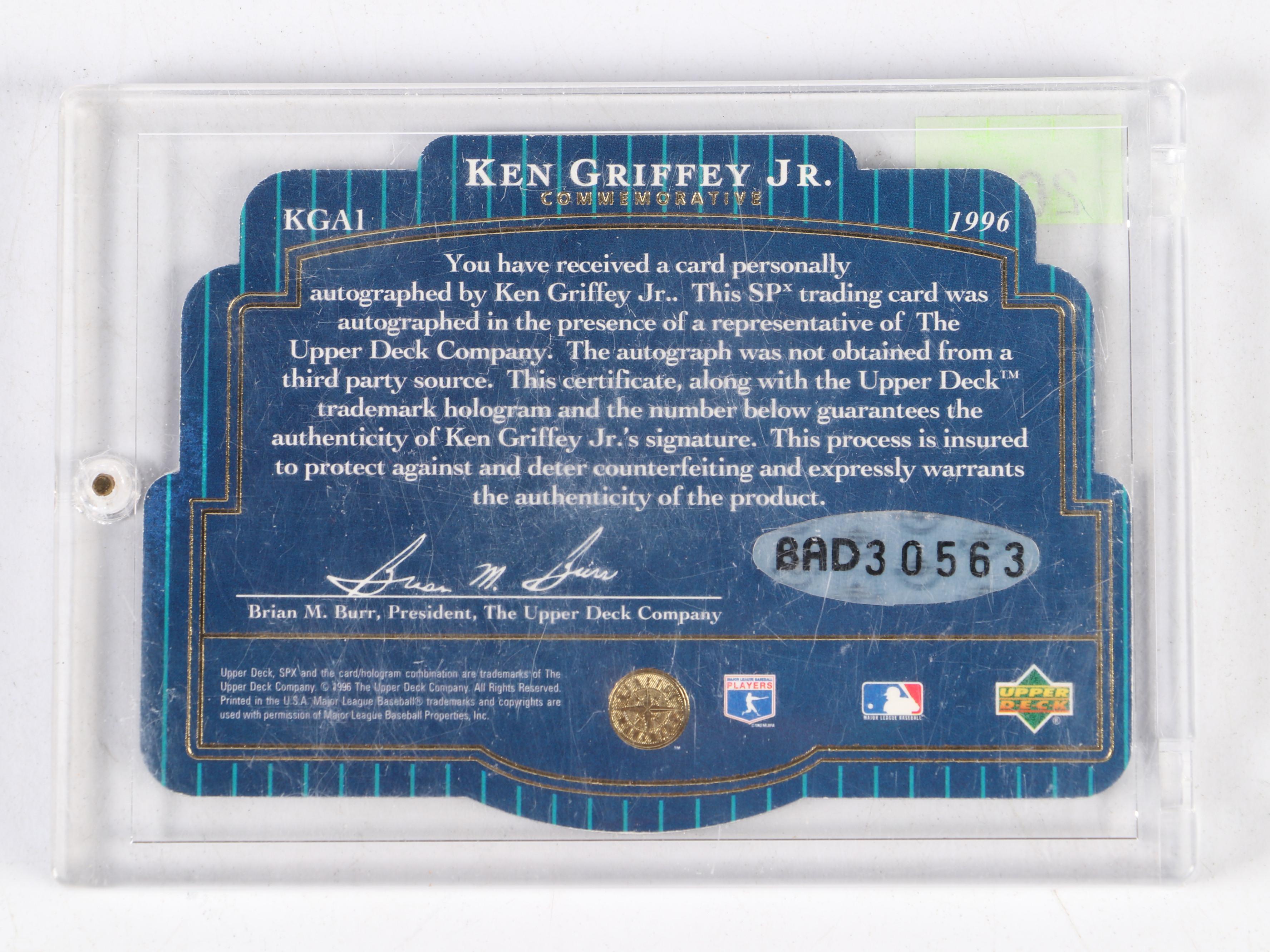 1996 SPx Upper Deck Ken Griffey Jr. Signed Die Cut Baseball Card EBTH