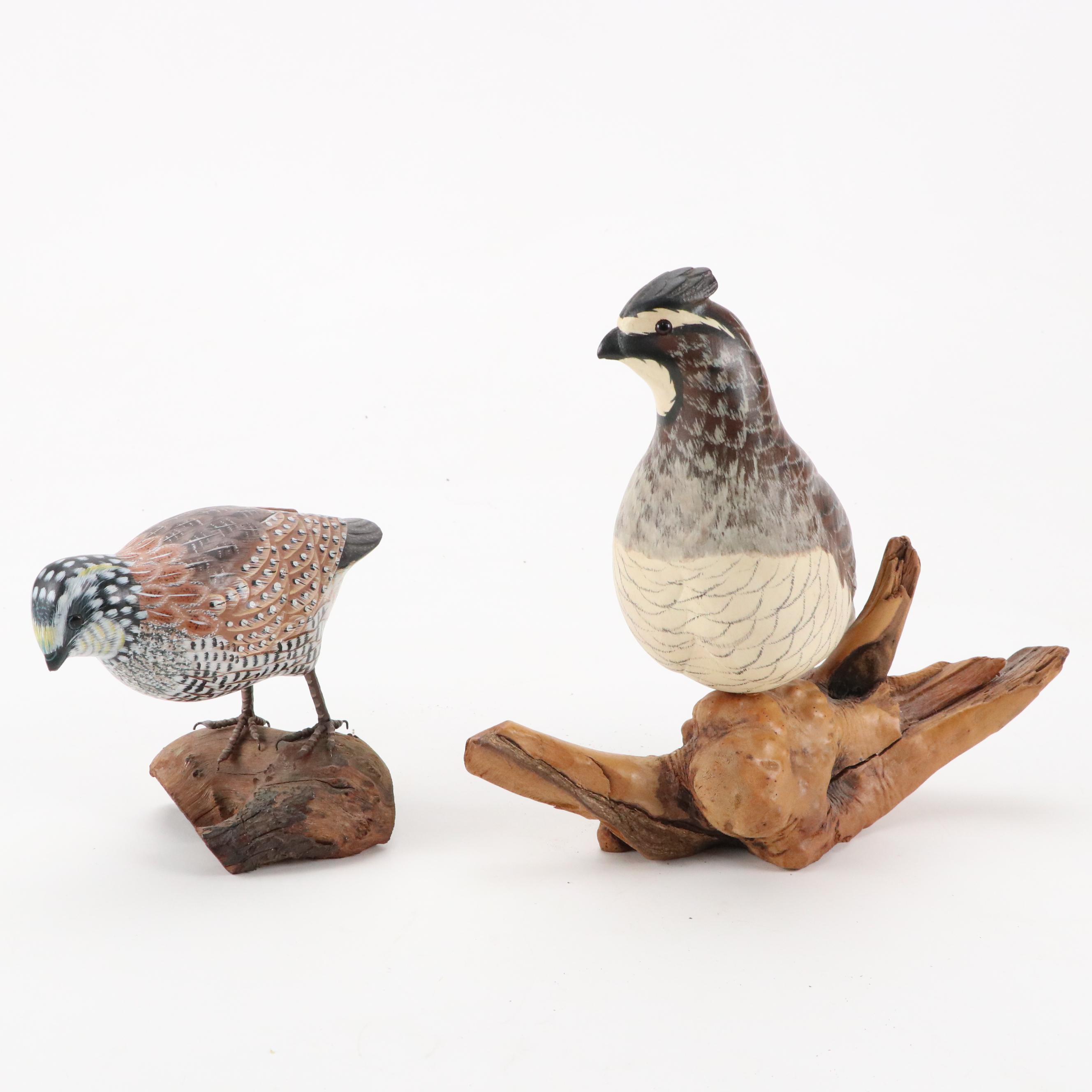 Big Sky Carvers Quail Bird With Northern Bobwhite Figurines