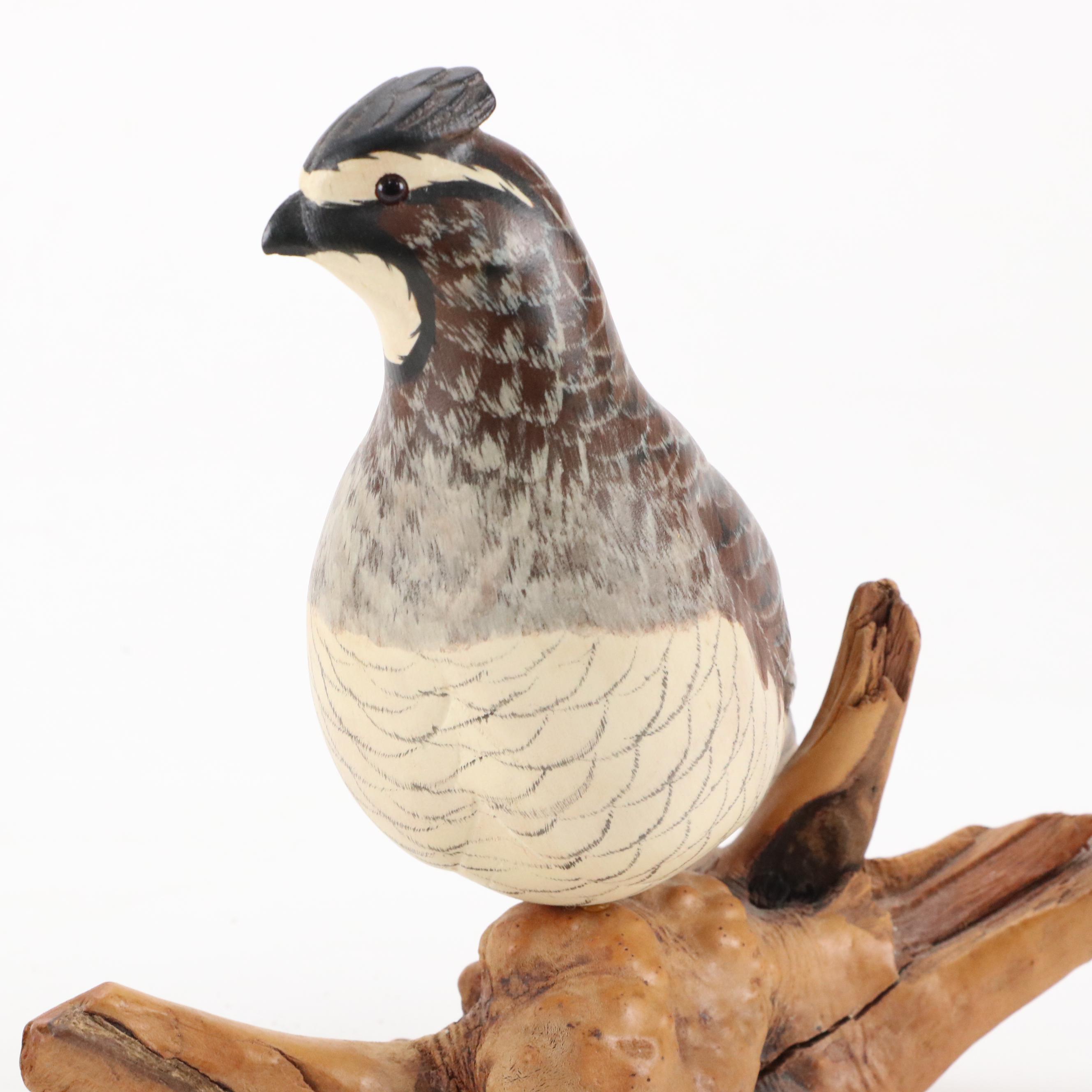 Big Sky Carvers Quail Bird With Northern Bobwhite Figurines
