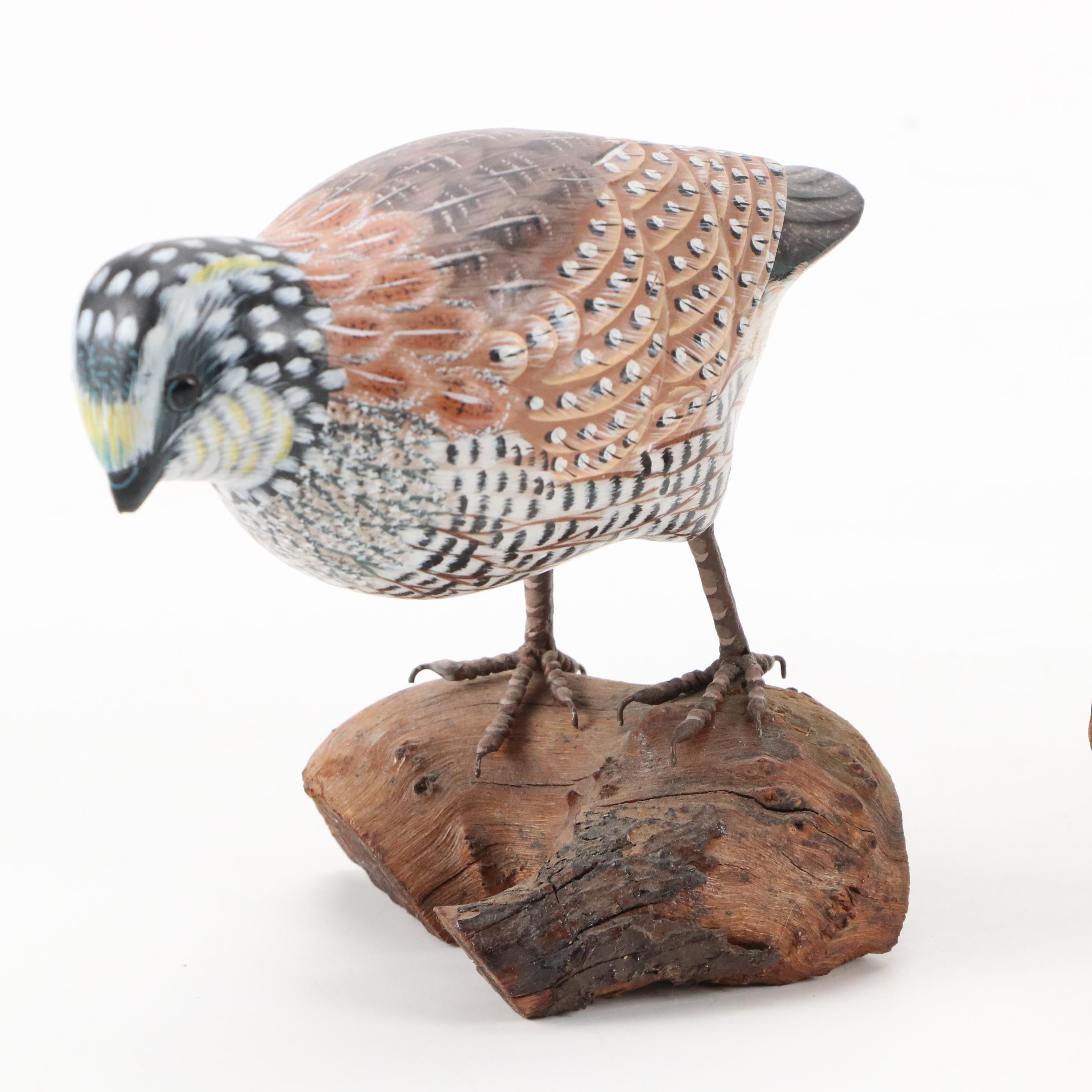 Big Sky Carvers Quail Bird With Northern Bobwhite Figurines