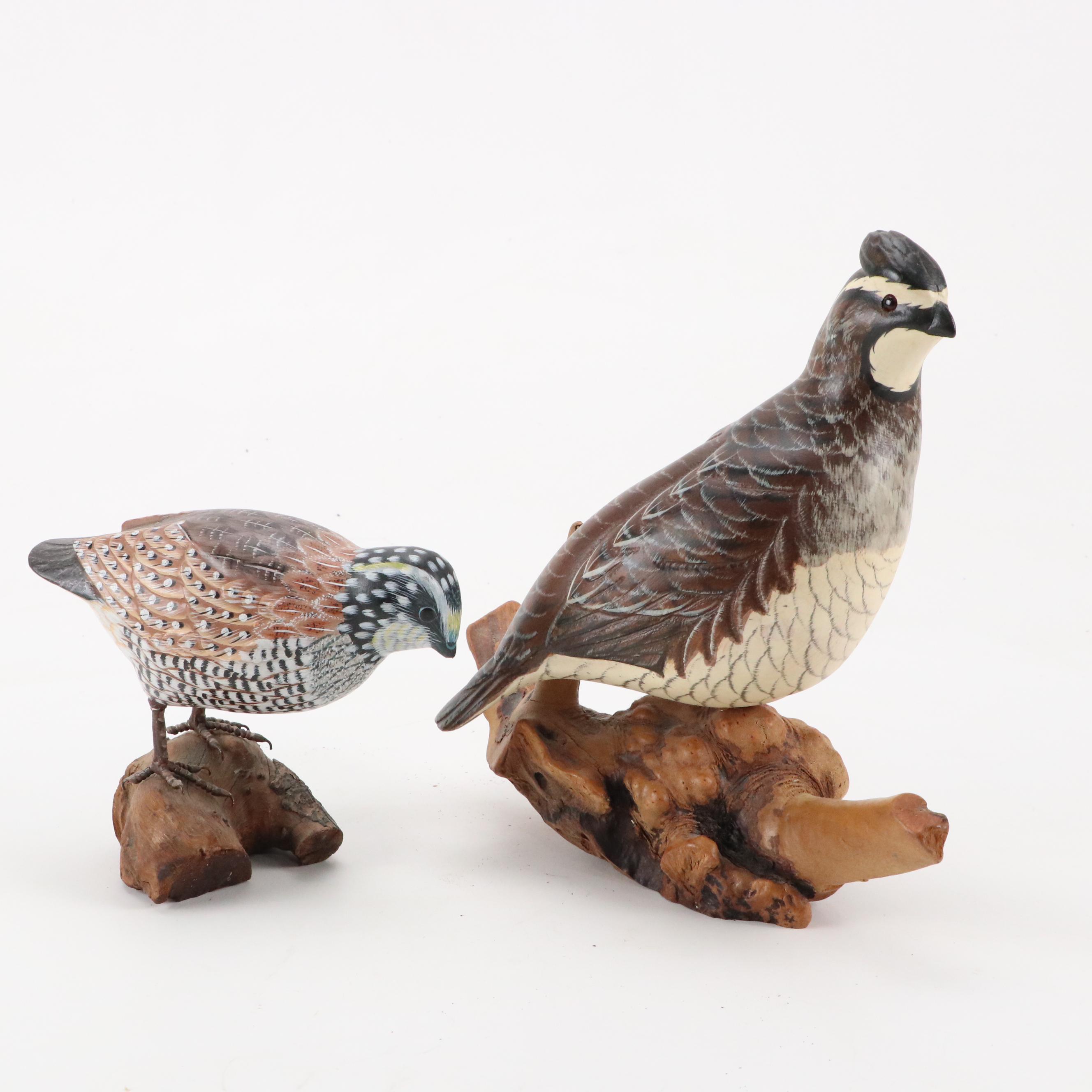 Big Sky Carvers Quail Bird With Northern Bobwhite Figurines