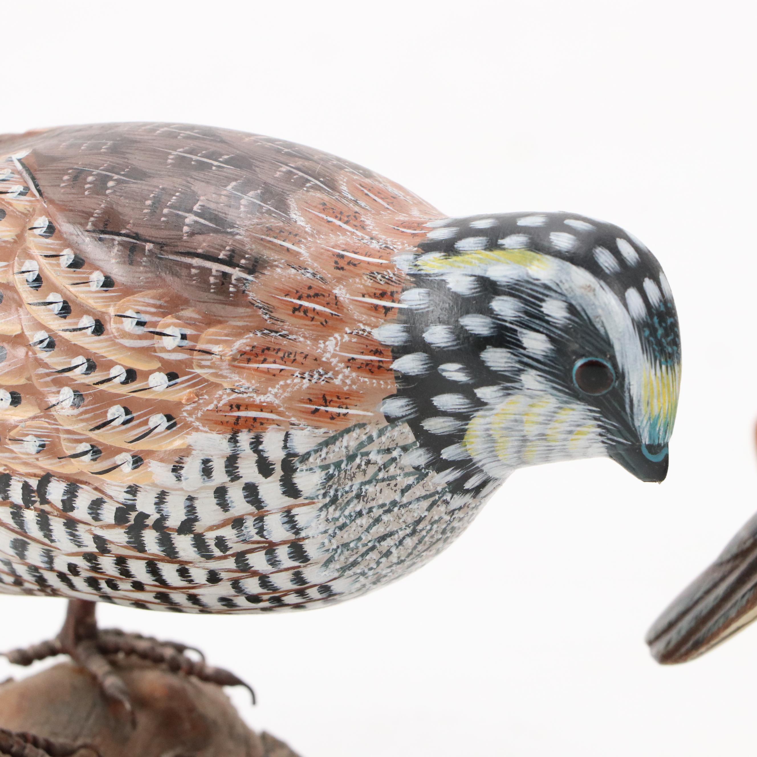 Big Sky Carvers Quail Bird With Northern Bobwhite Figurines