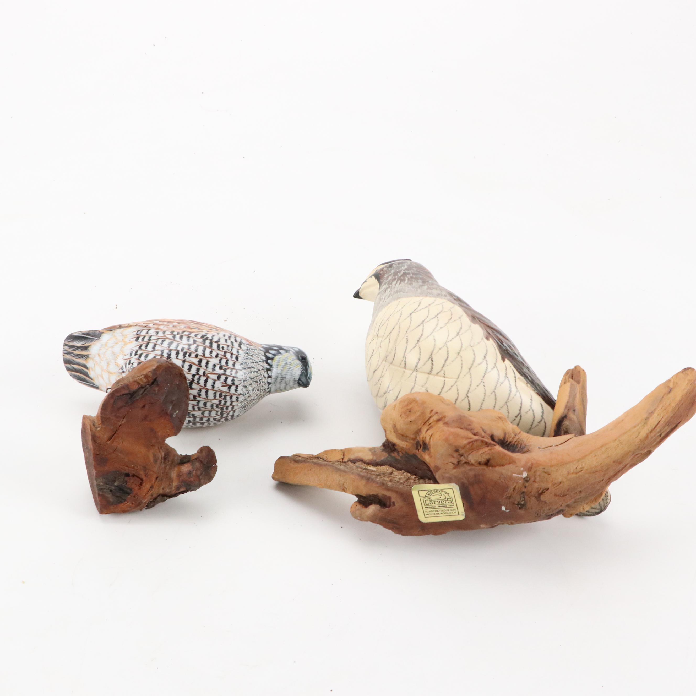 Big Sky Carvers Quail Bird With Northern Bobwhite Figurines