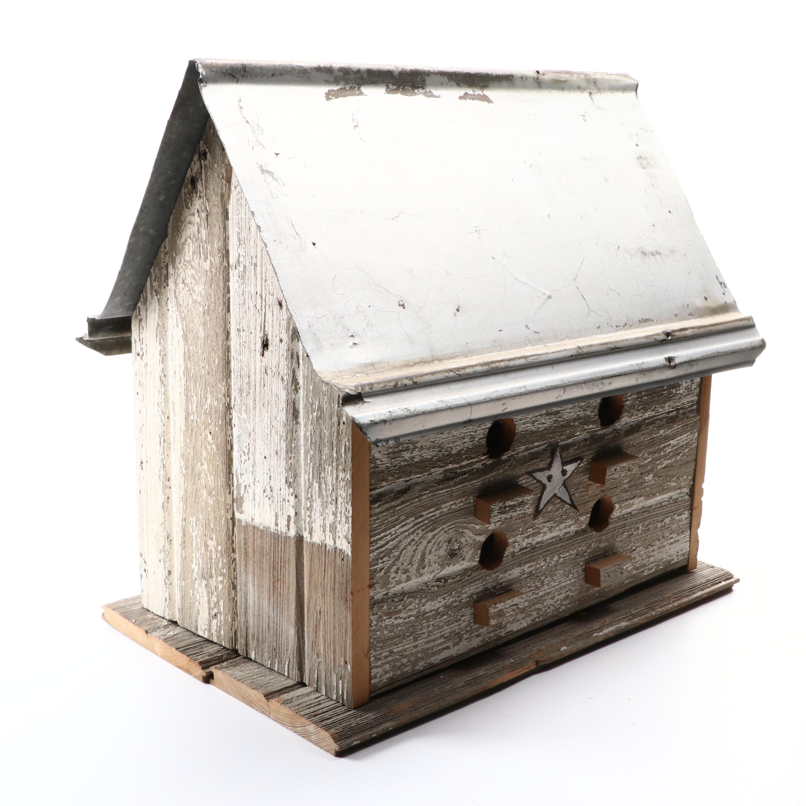 Folk Art Style Wooden Hand-Crafted Birdhouse