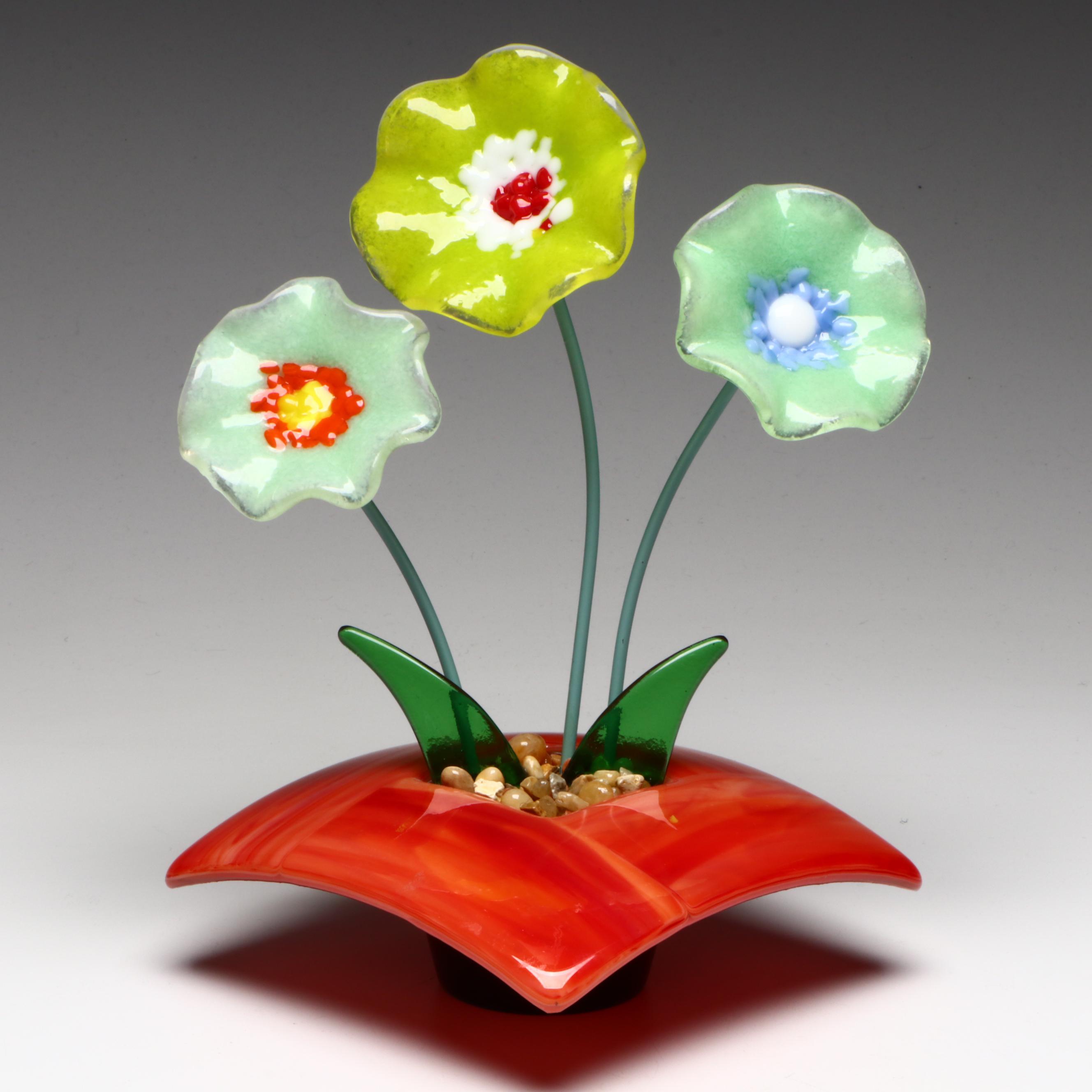 Blown Glass Poppy Arrangement