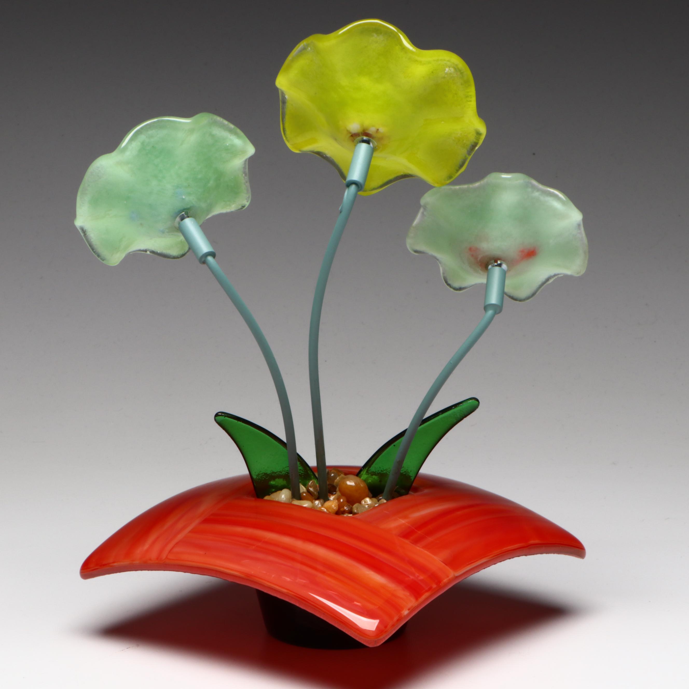 Blown Glass Poppy Arrangement