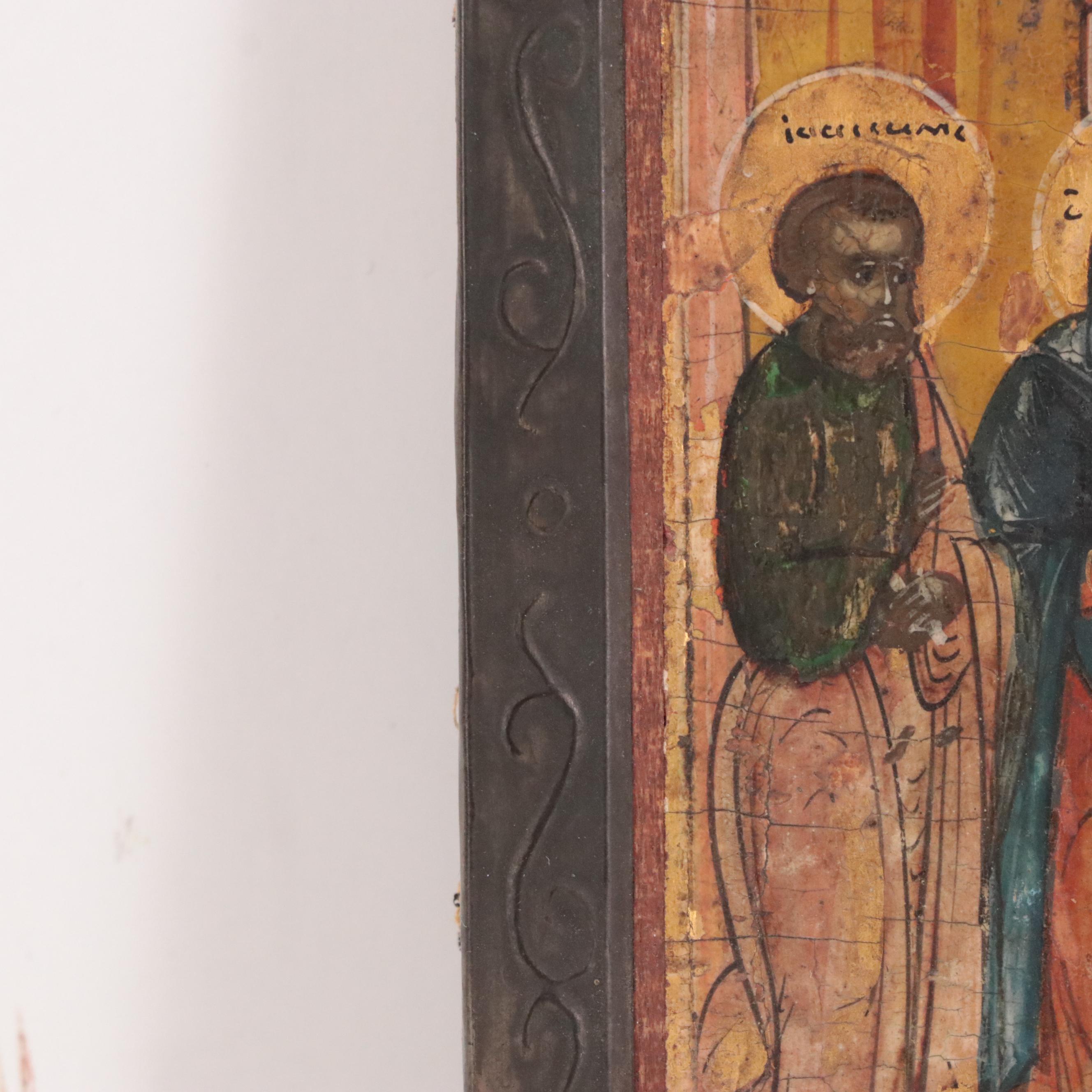 Greek Hand-Painted Illuminated Icon "Entrance of the Theotokos into the Temple"