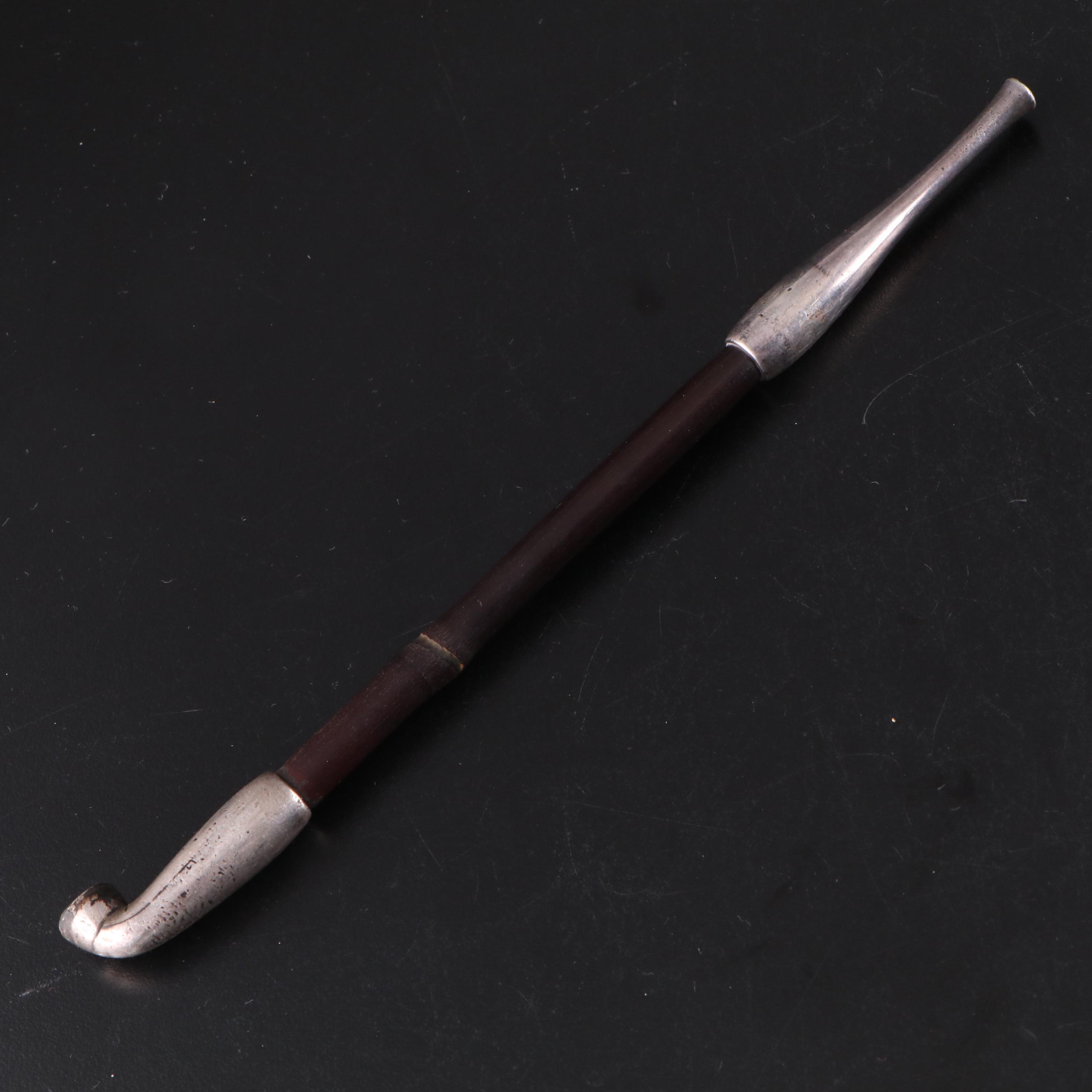 Japanese Sterling Silver "Kiseru" Tobacco Pipe with Tobacco Pouch Holder