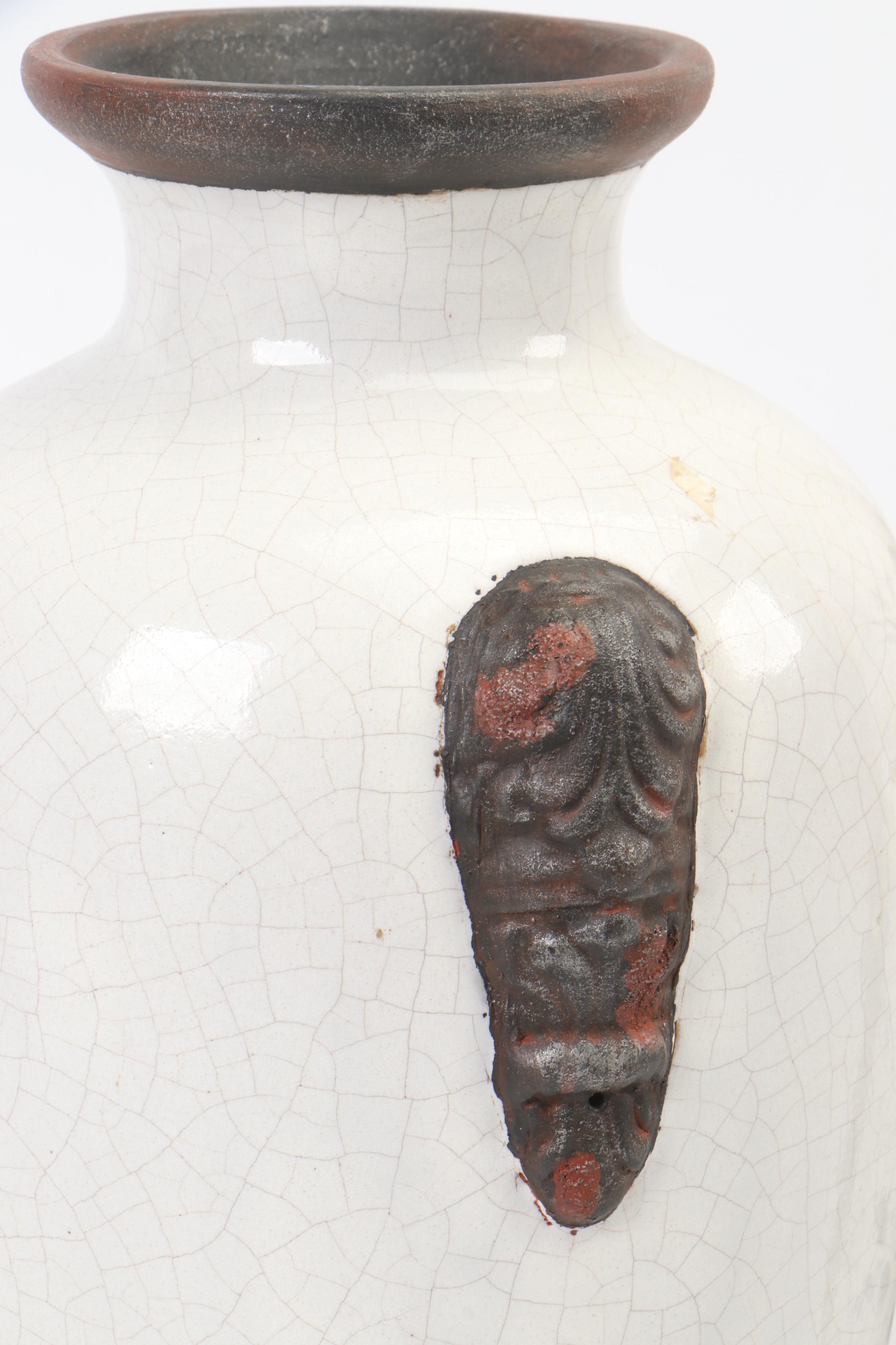 Basket Weave Pattern Unglazed Stoneware Vase with Other Ceramic Vases