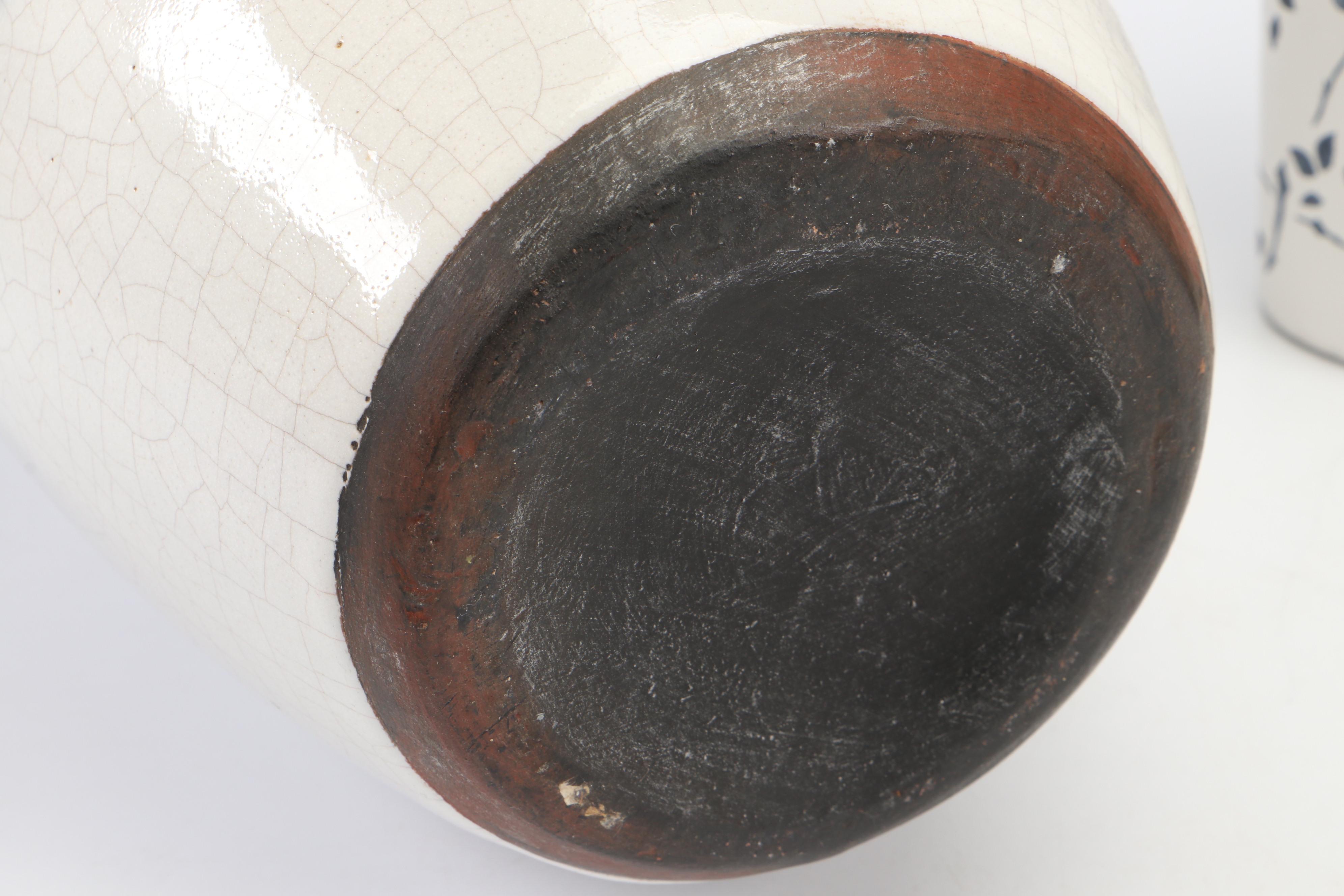 Basket Weave Pattern Unglazed Stoneware Vase with Other Ceramic Vases