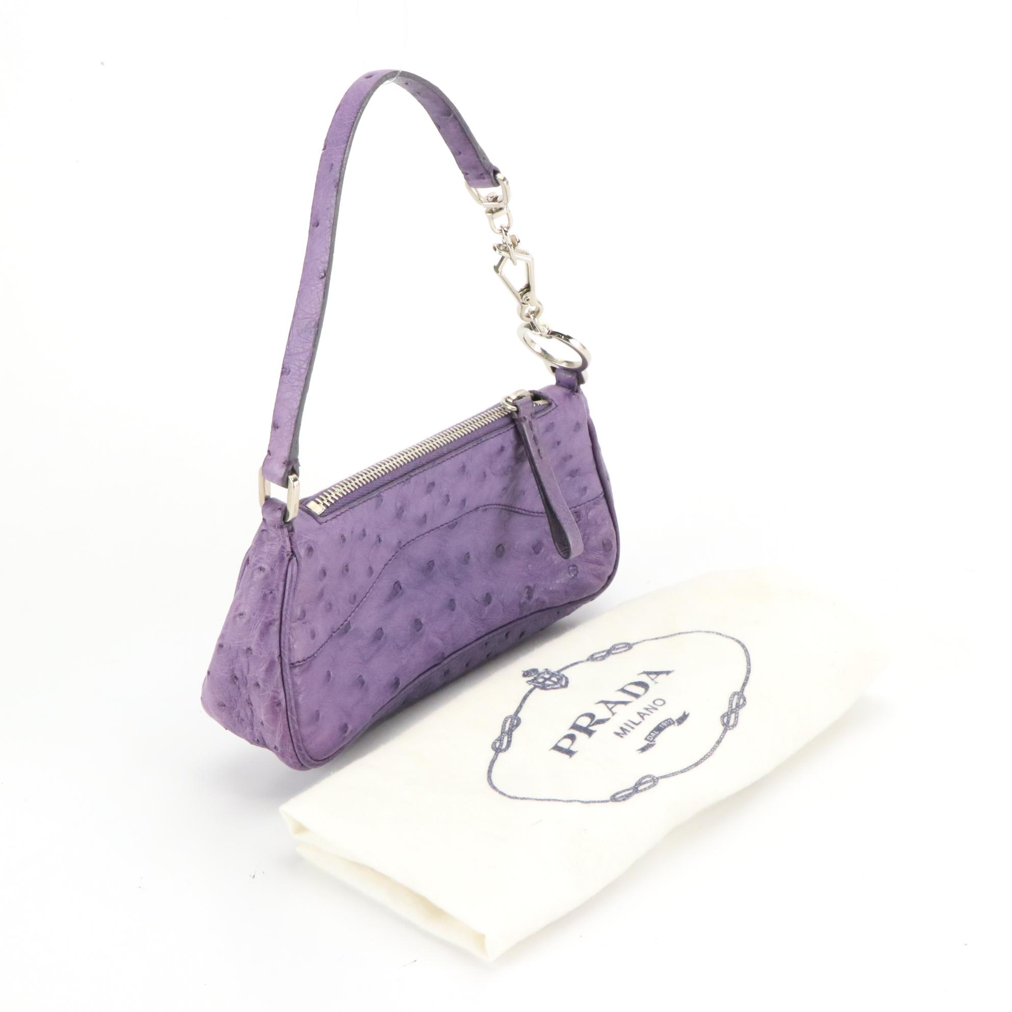 Prada Purple Ostrich Small Handbag
