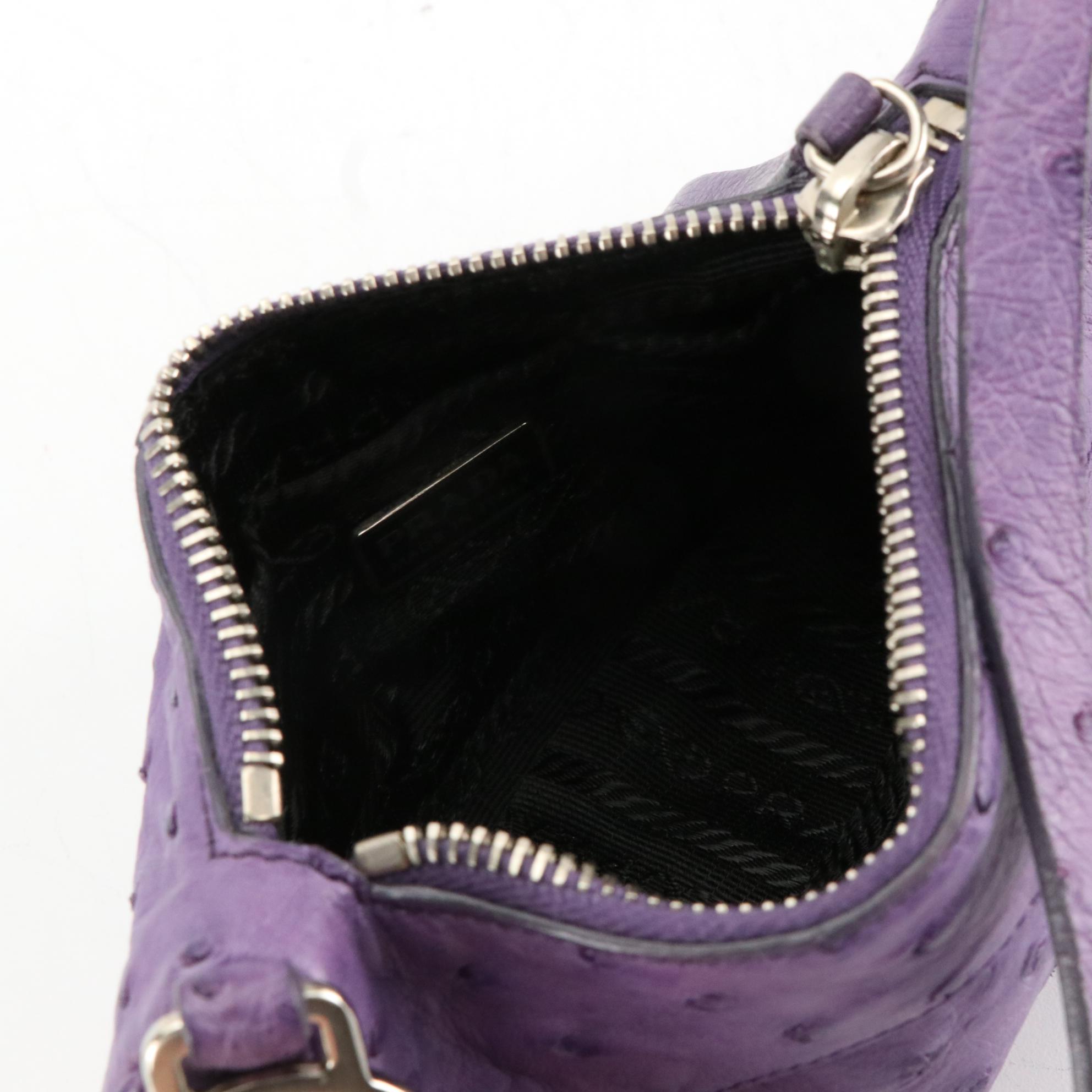 Prada Purple Ostrich Small Handbag