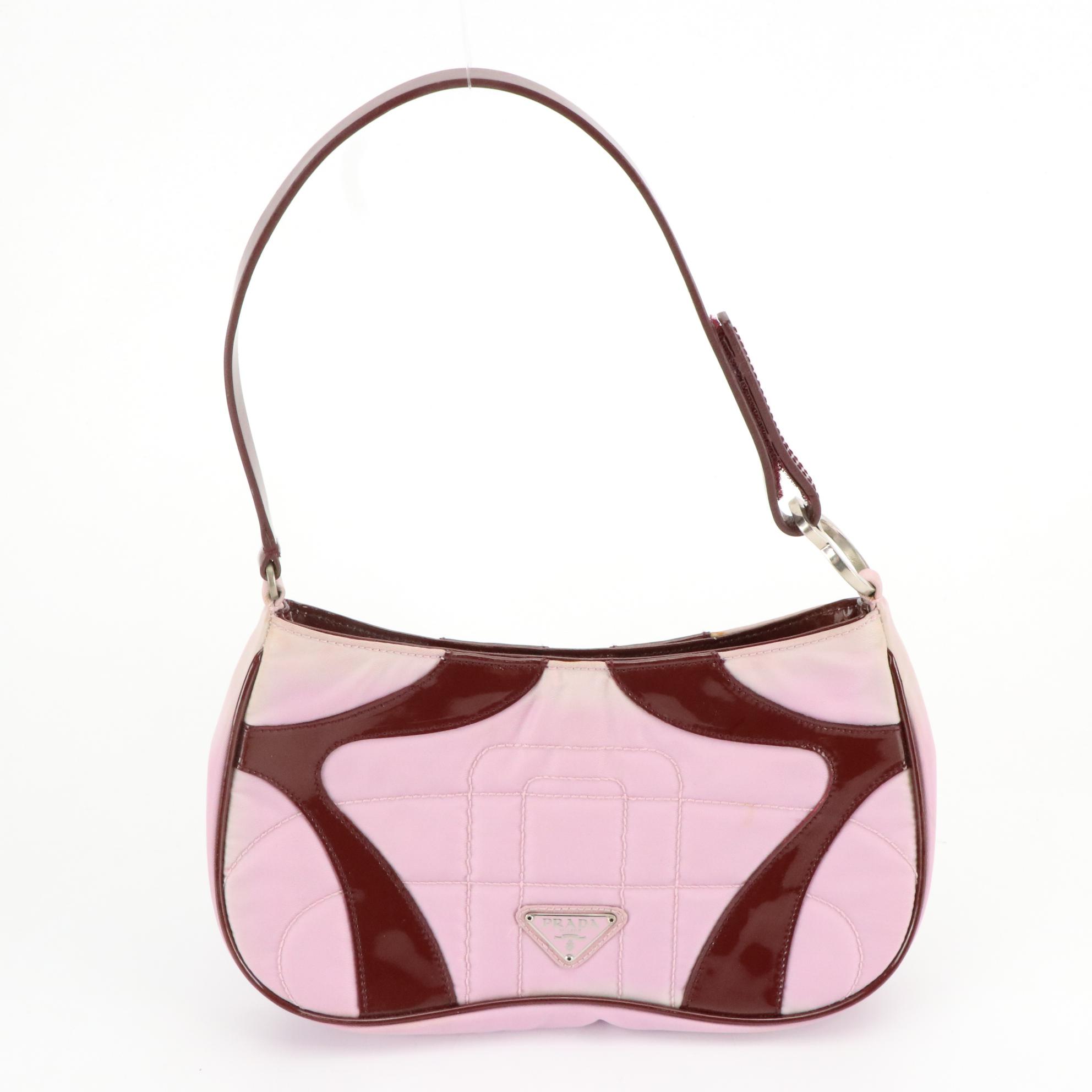 Prada Tessuto Nylon and Shimmery Patent Leather Handbag