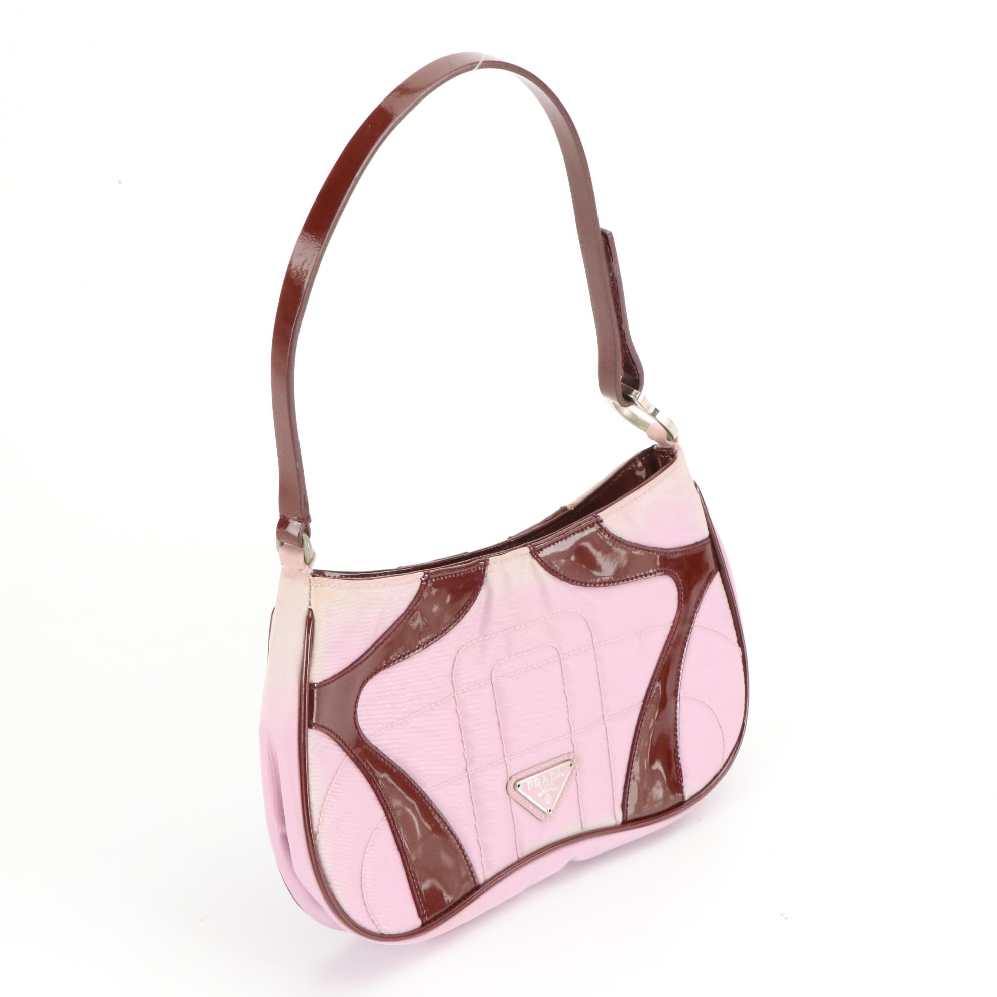 Prada Tessuto Nylon and Shimmery Patent Leather Handbag